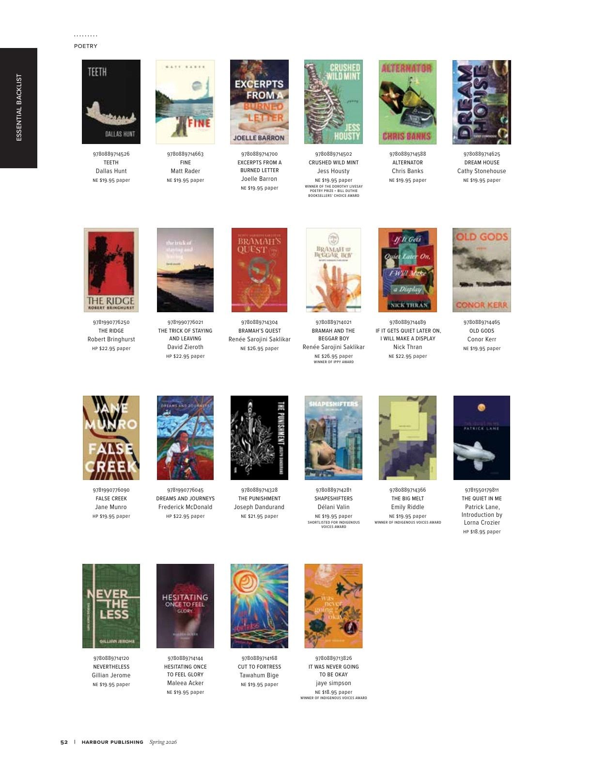 Harbour Publishing Spring 2026 Catalogue Flyer January 1 - December 31, 2026