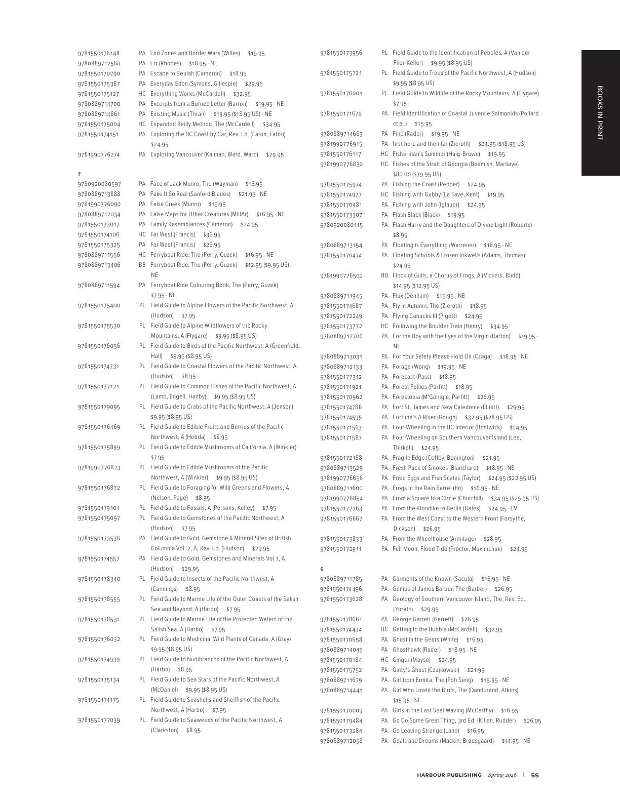 Harbour Publishing Spring 2026 Catalogue Flyer January 1 - December 31, 2026