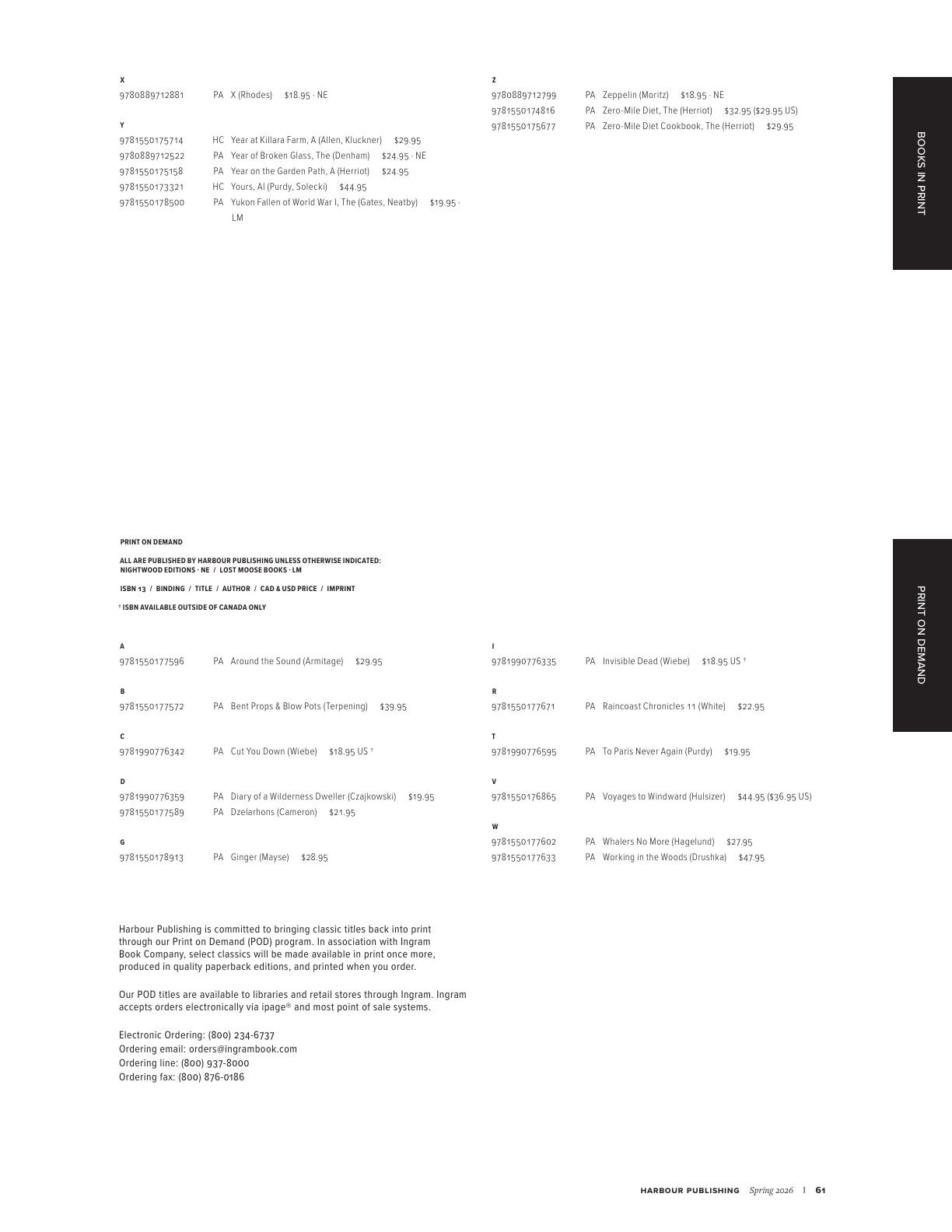 Harbour Publishing Spring 2026 Catalogue Flyer January 1 - December 31, 2026