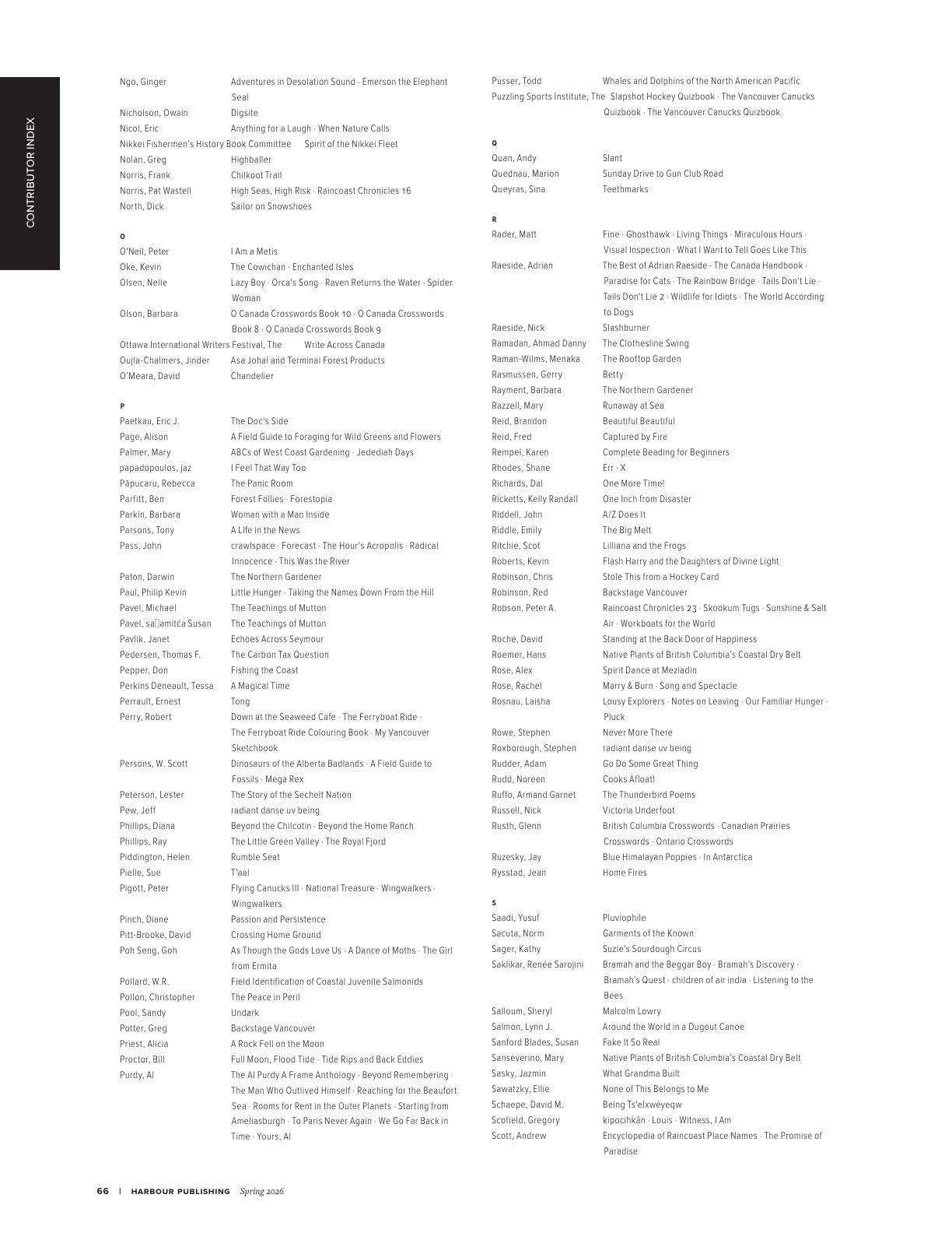 Harbour Publishing Spring 2026 Catalogue Flyer January 1 - December 31, 2026