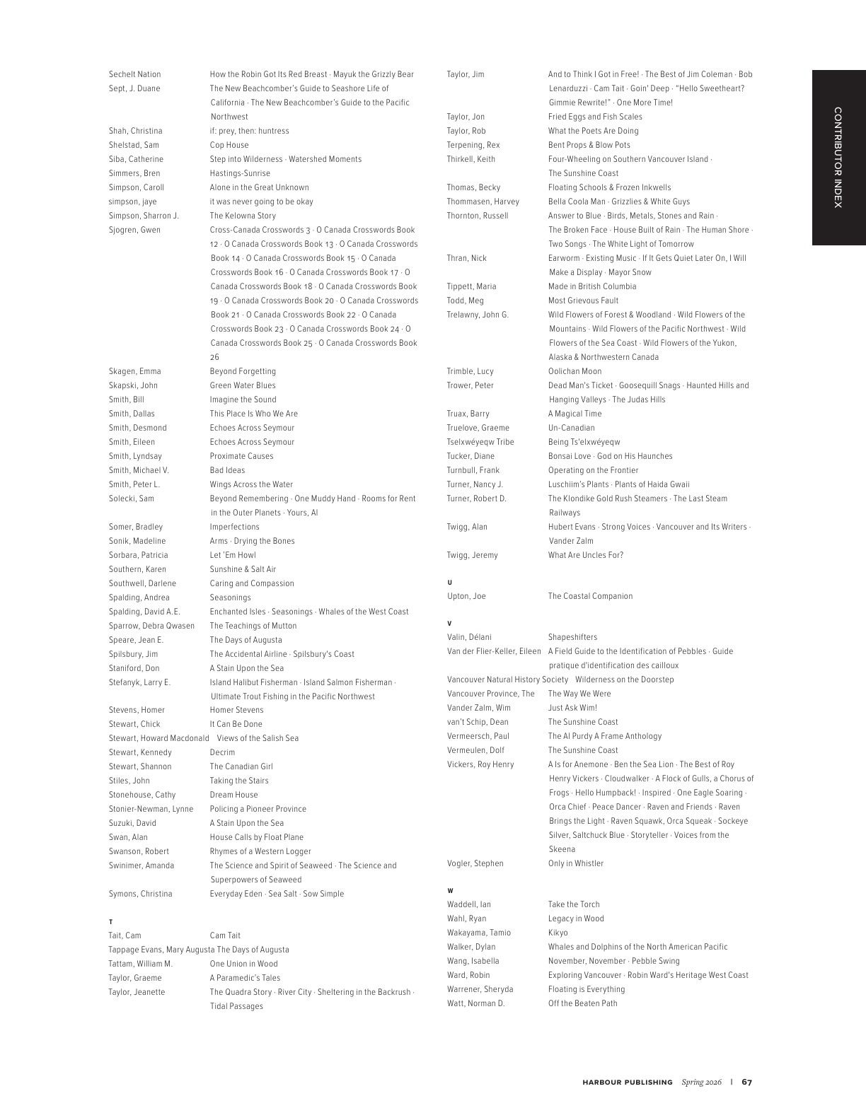 Harbour Publishing Spring 2026 Catalogue Flyer January 1 - December 31, 2026