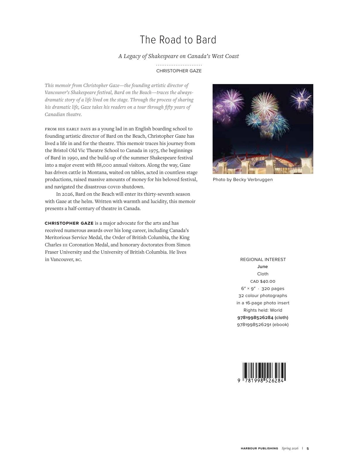 Harbour Publishing Spring 2026 Catalogue Flyer January 1 - December 31, 2026