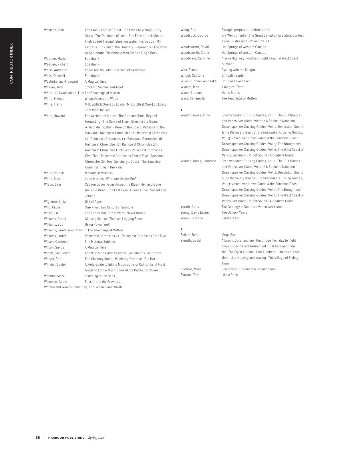 Harbour Publishing Spring 2026 Catalogue Flyer January 1 - December 31, 2026
