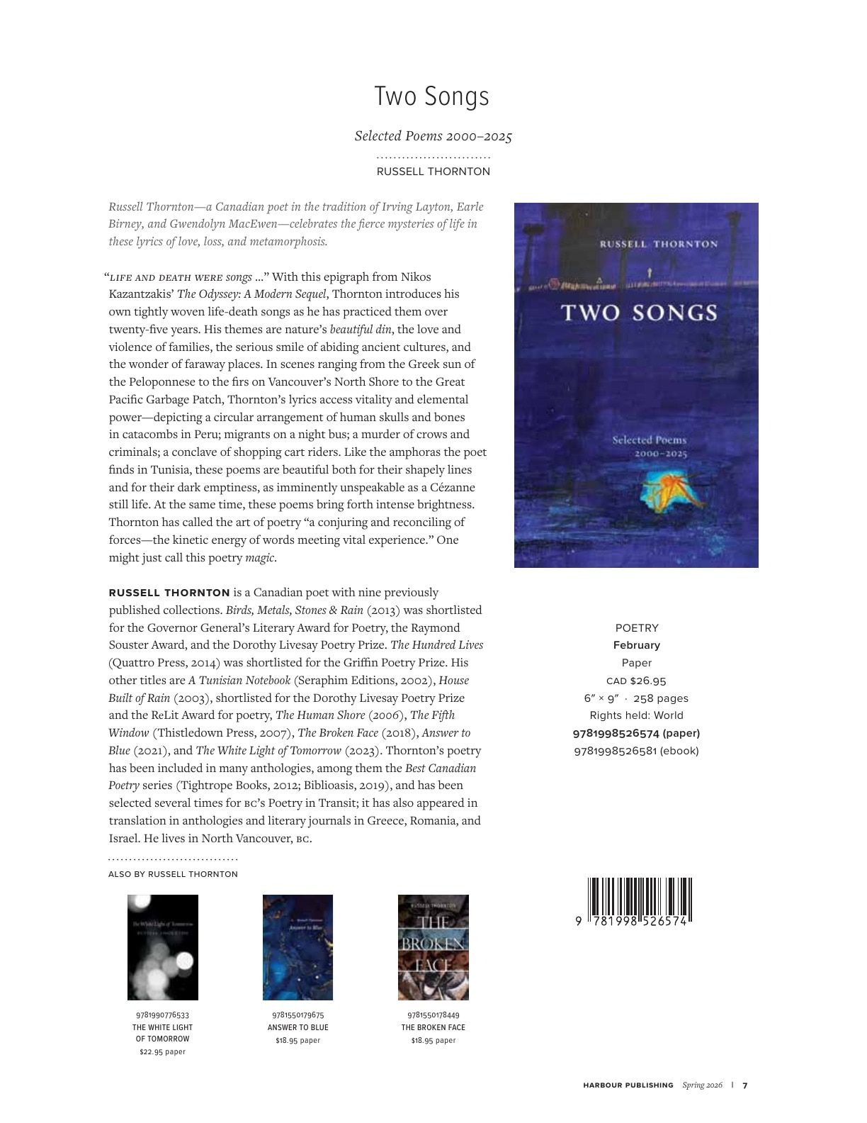 Harbour Publishing Spring 2026 Catalogue Flyer January 1 - December 31, 2026