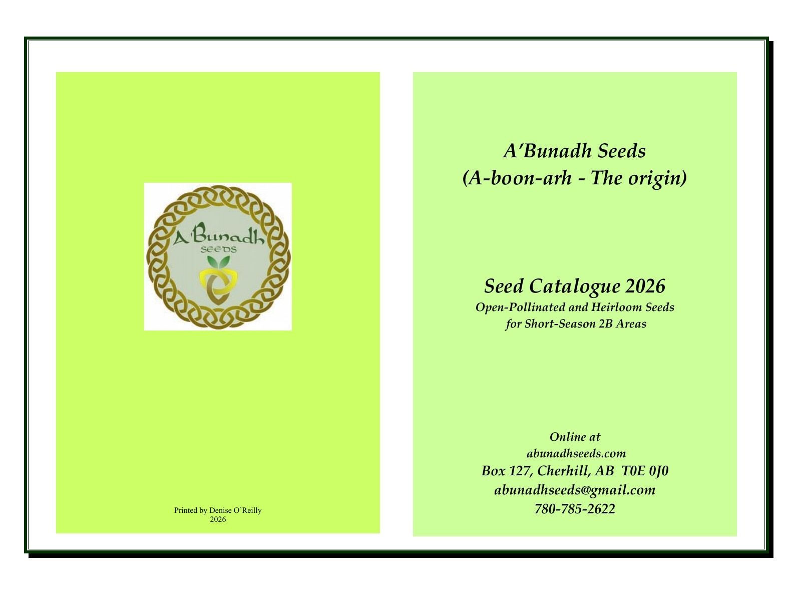 A'Bunadh Seeds Seed Catalogue Flyer January 1 - December 31, 2026