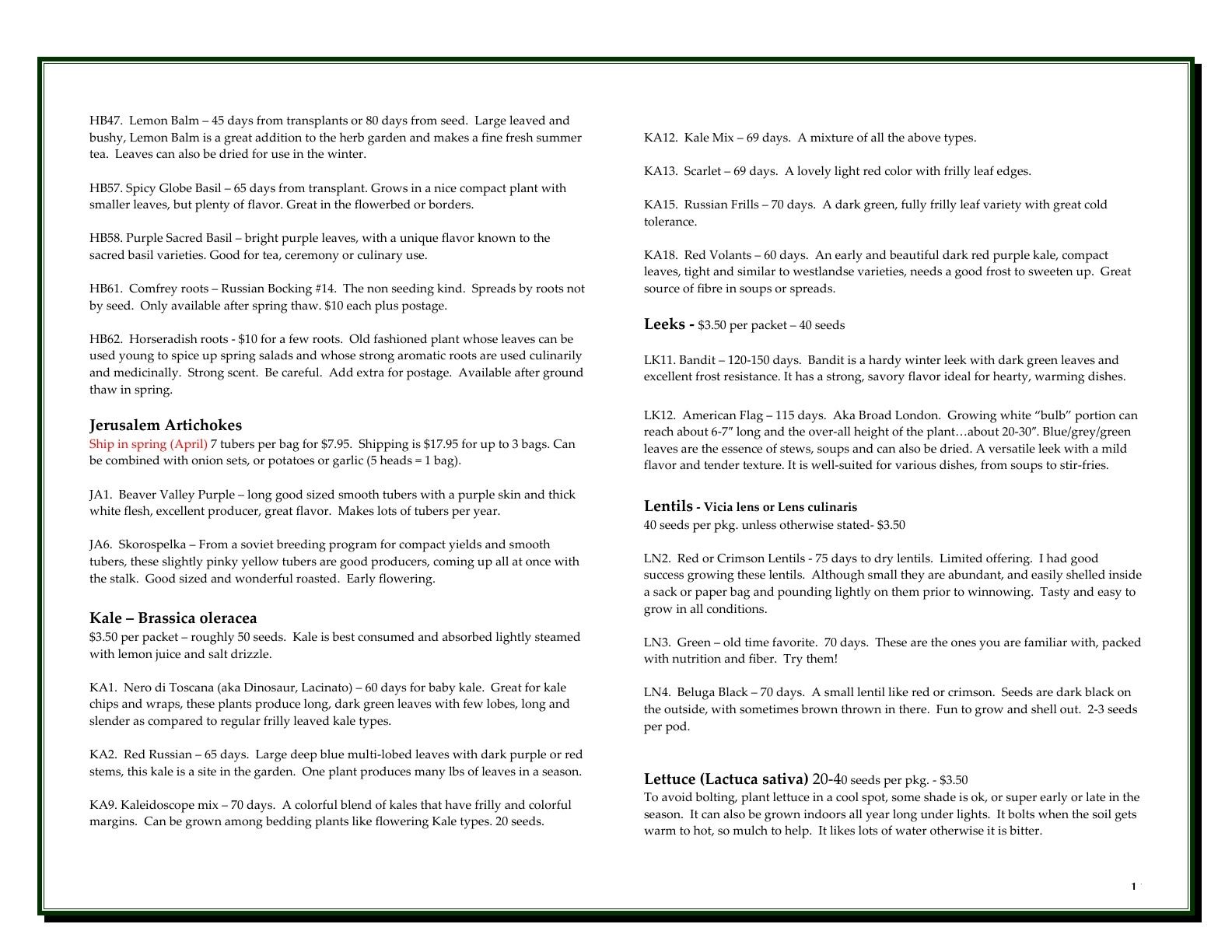 A'Bunadh Seeds Seed Catalogue Flyer January 1 - December 31, 2026
