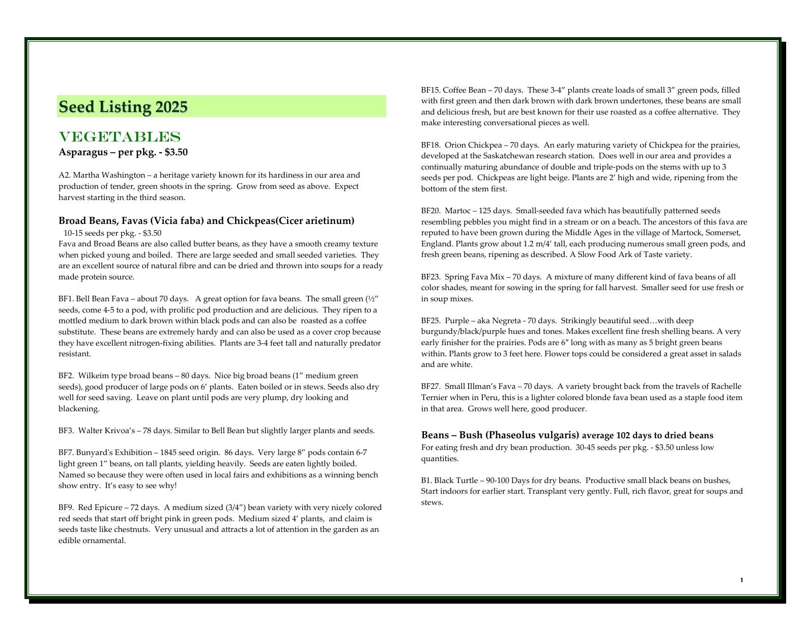 A'Bunadh Seeds Seed Catalogue Flyer January 1 - December 31, 2026