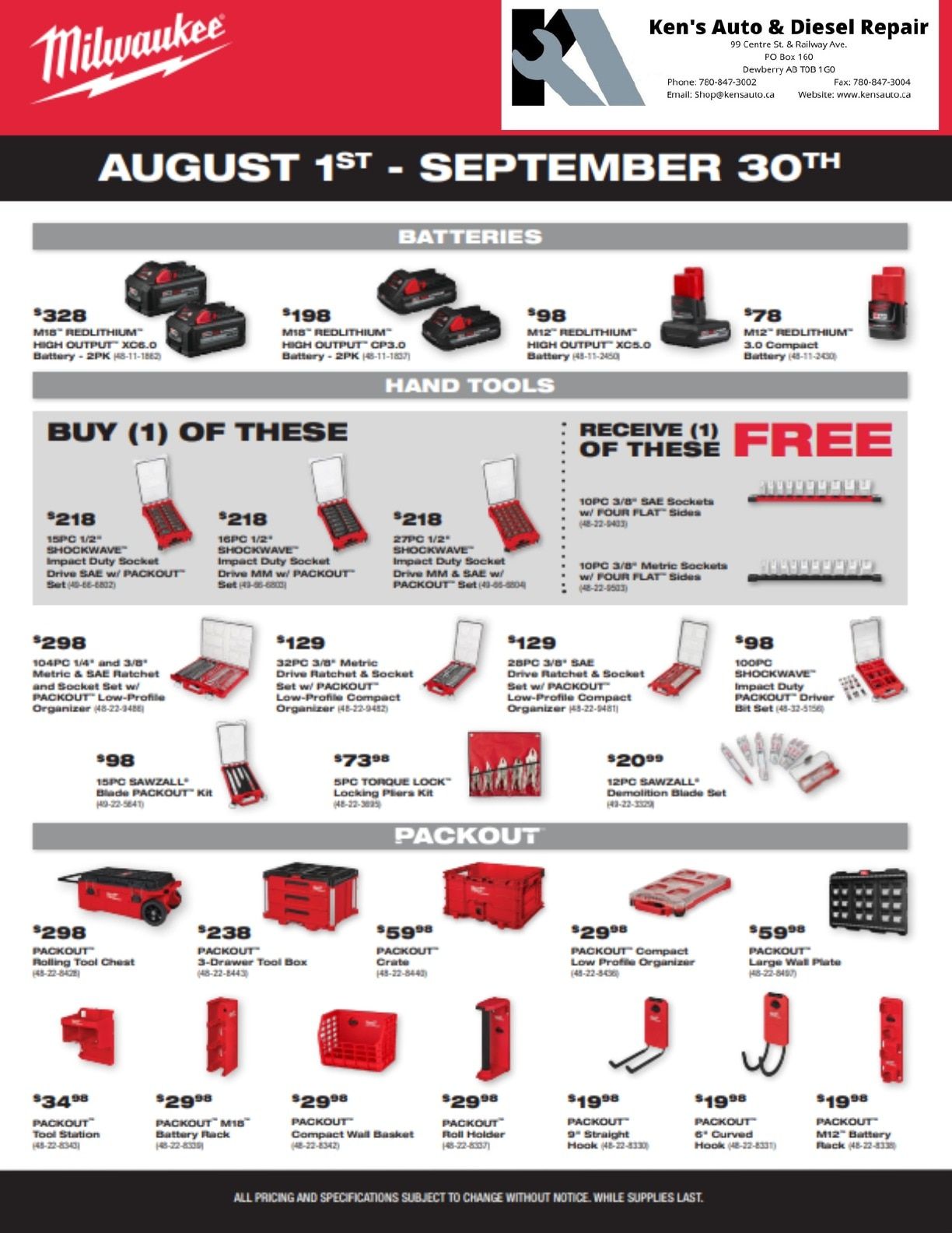 Ken's Auto & Diesel Repair Parts & Tools Flyer August 1 - September 30, 2026