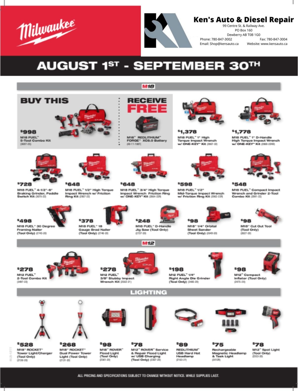 Ken's Auto & Diesel Repair Parts & Tools Flyer August 1 - September 30, 2026