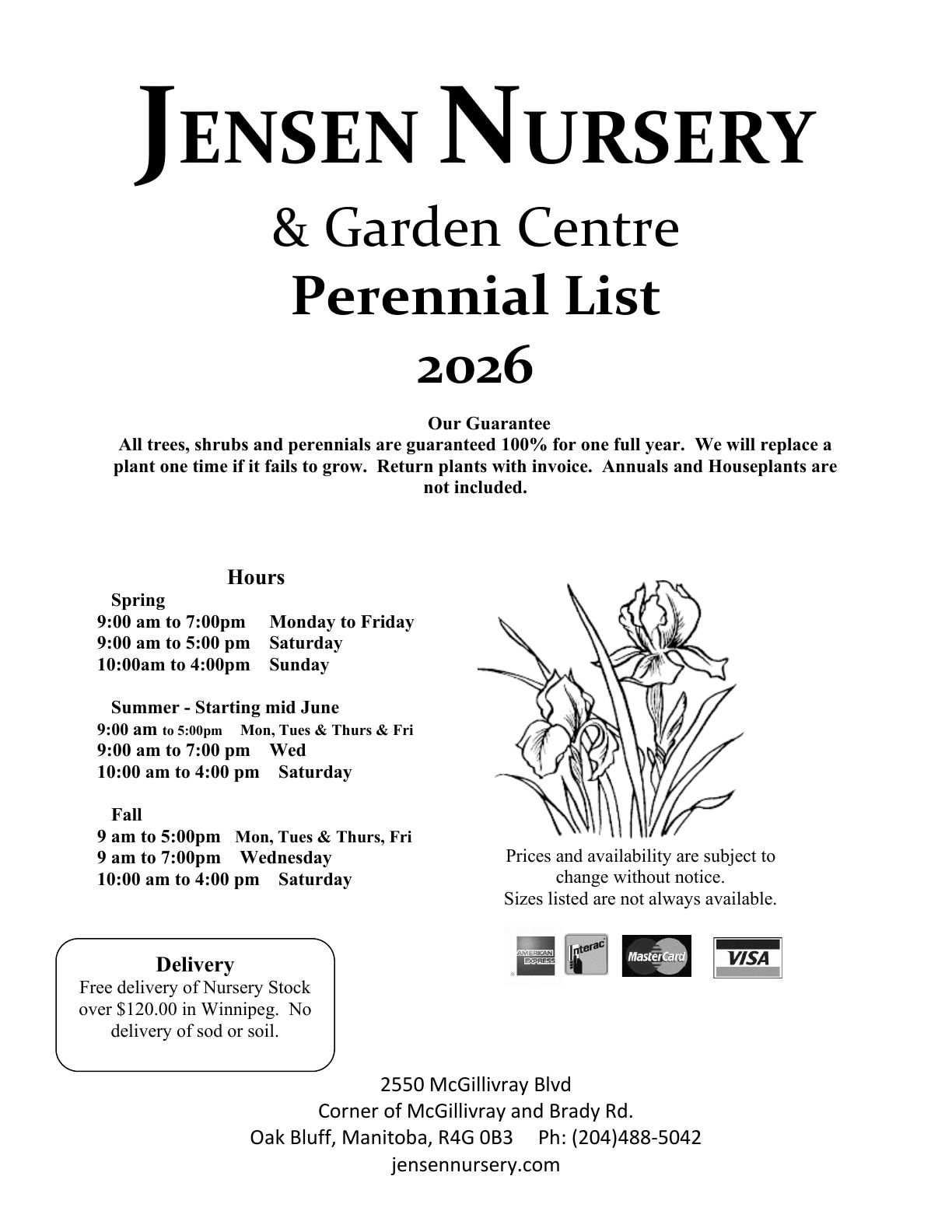 Jensen Nursery & Garden Centre Perennials Catalogue Flyer January 1 - December 31, 2026