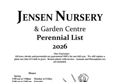 Jensen Nursery & Garden Centre Perennials Catalogue Flyer January 1 - December 31, 2026