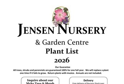 Jensen Nursery & Garden Centre Plant Catalogue Flyer January 1 - December 31, 2026