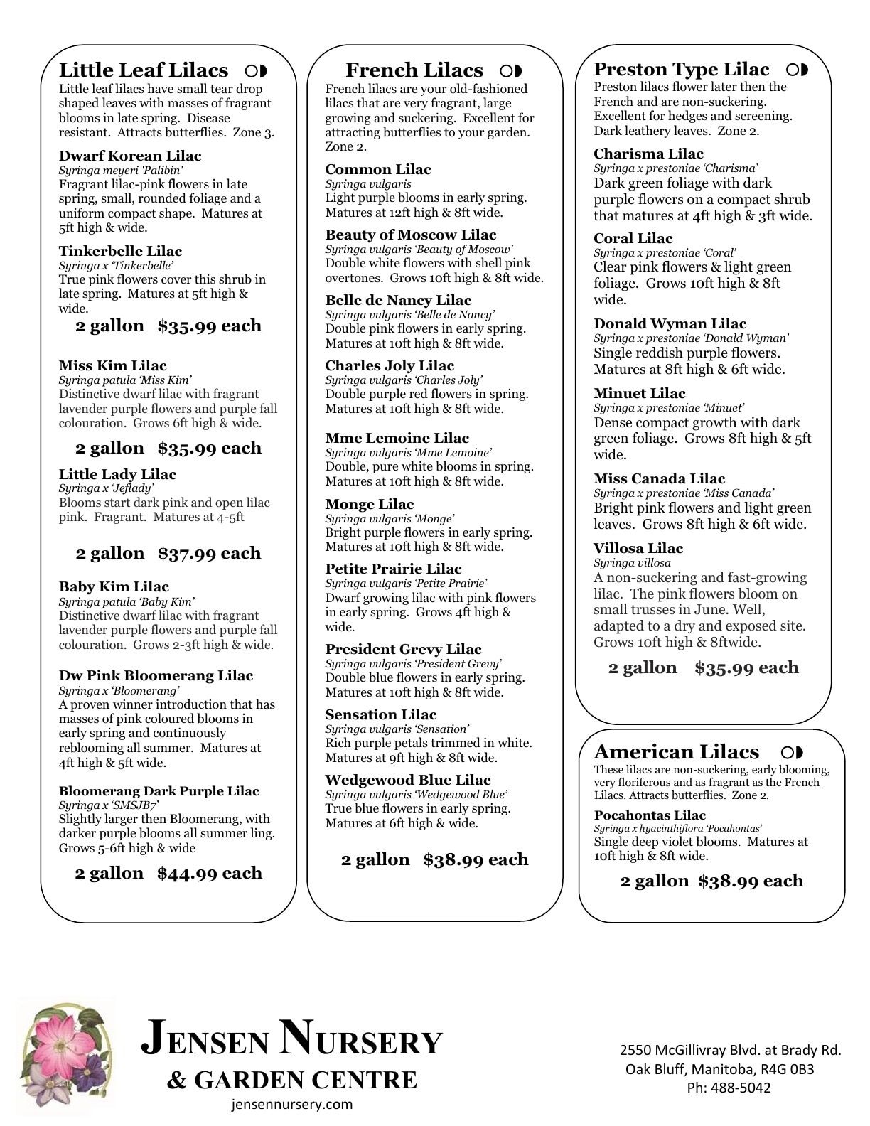 Jensen Nursery & Garden Centre Plant Catalogue Flyer January 1 - December 31, 2026