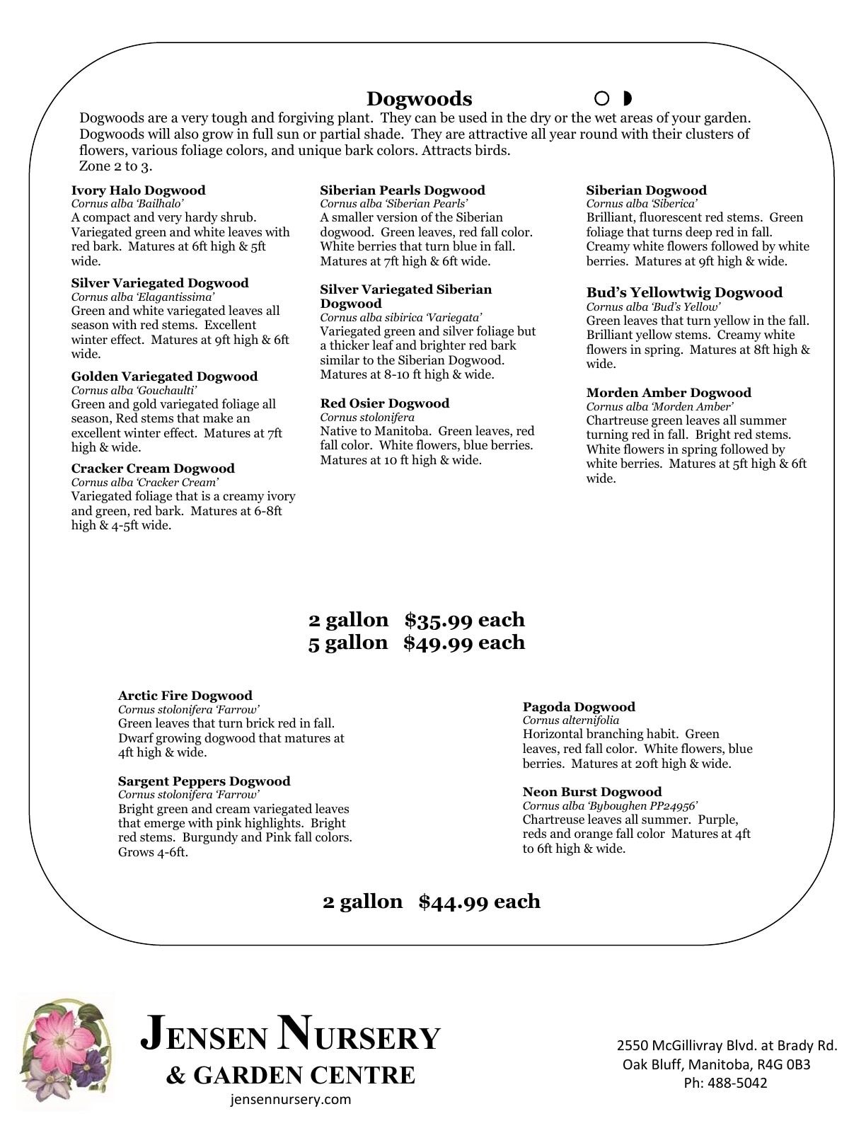 Jensen Nursery & Garden Centre Plant Catalogue Flyer January 1 - December 31, 2026