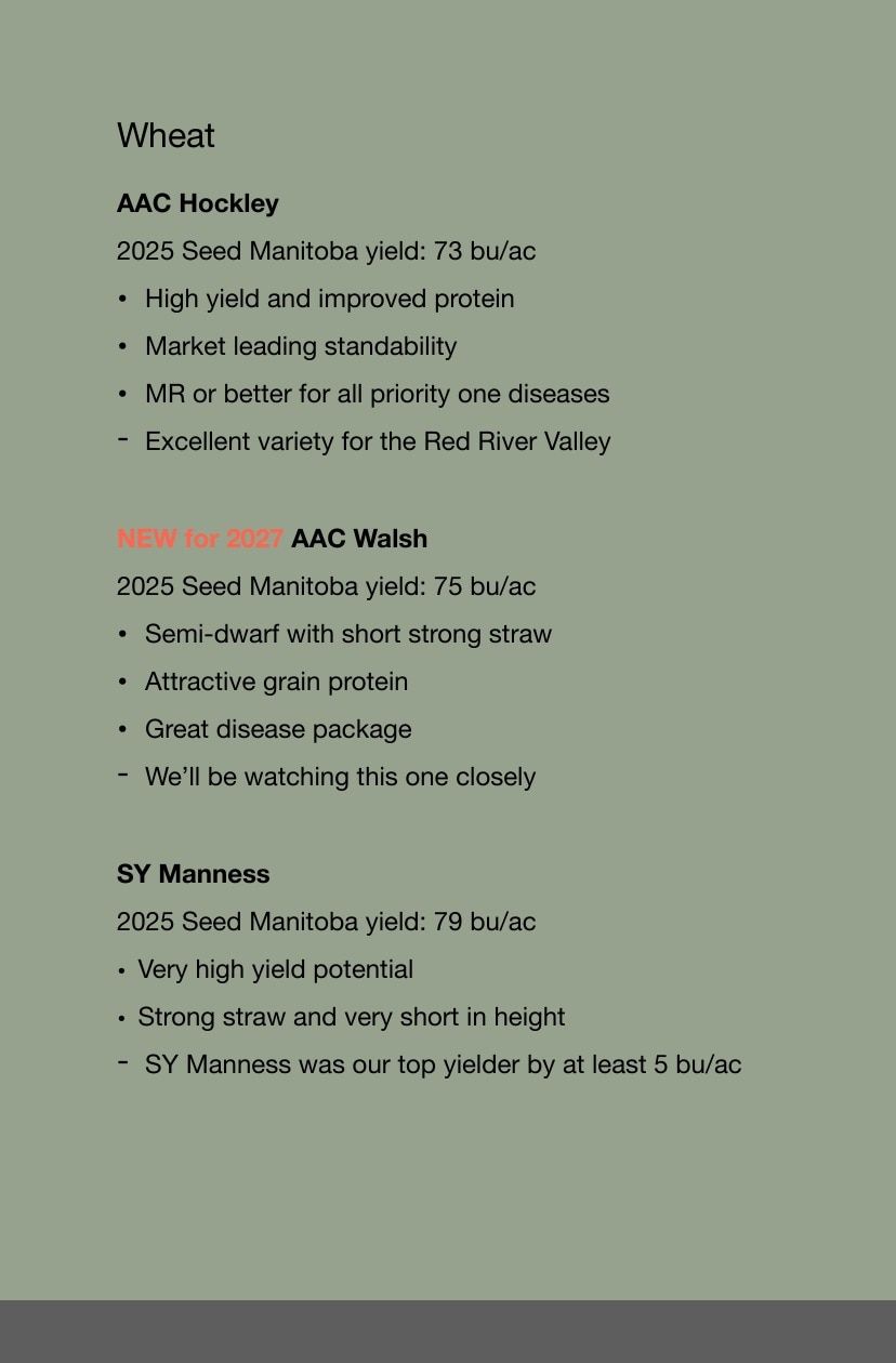 Manness Seed Seed Guide Flyer January 1 - December 31, 2026