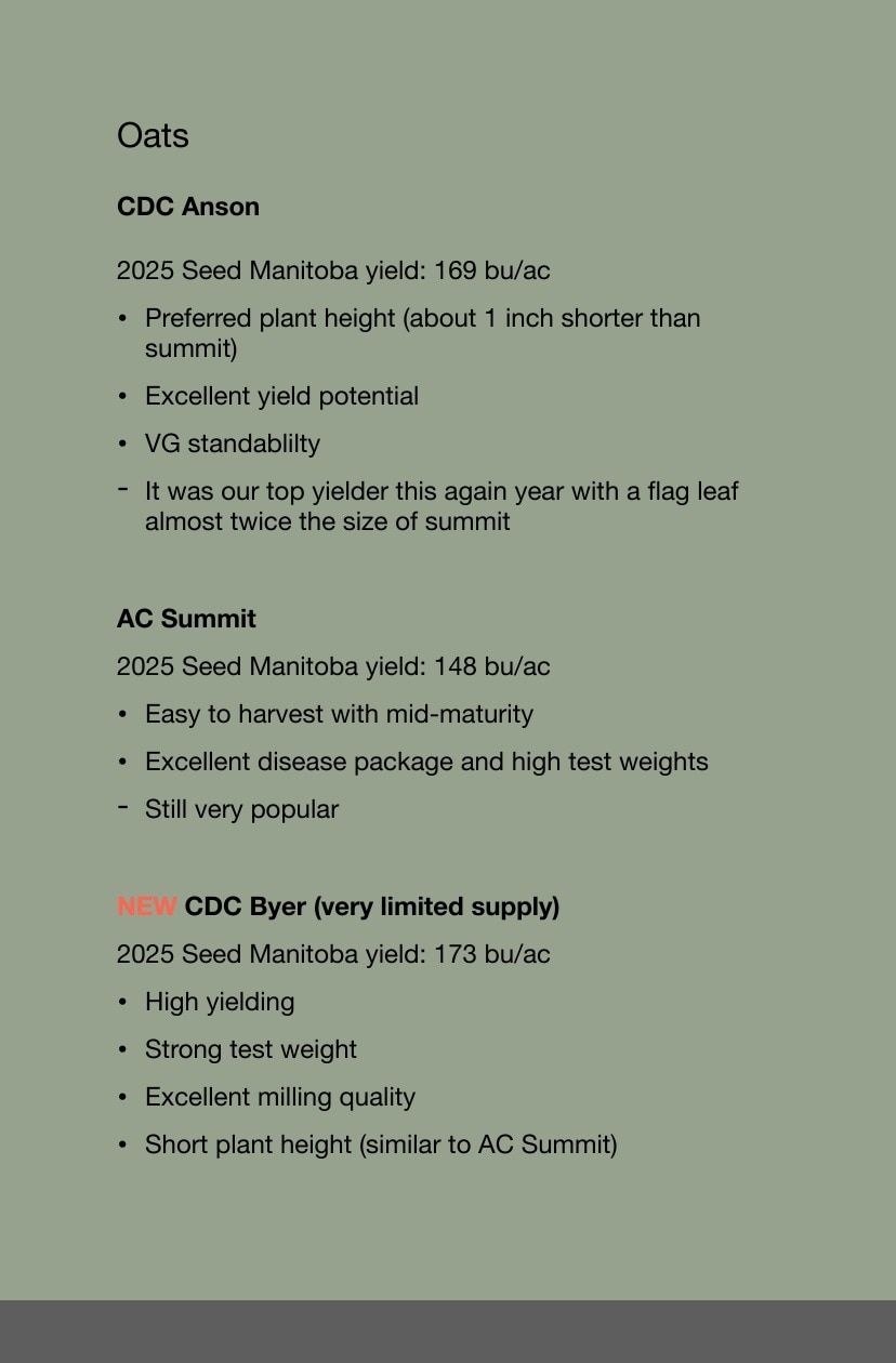 Manness Seed Seed Guide Flyer January 1 - December 31, 2026