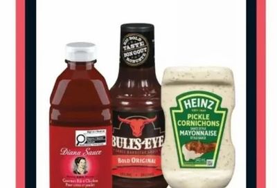 Sobeys: Bull's-Eye BBQ Sauce 425 ml, Diana Sauces 500 ml $2.99 + Save $10 WUB 6 with Scene Card (Aug. 25 - Sept. 2)
