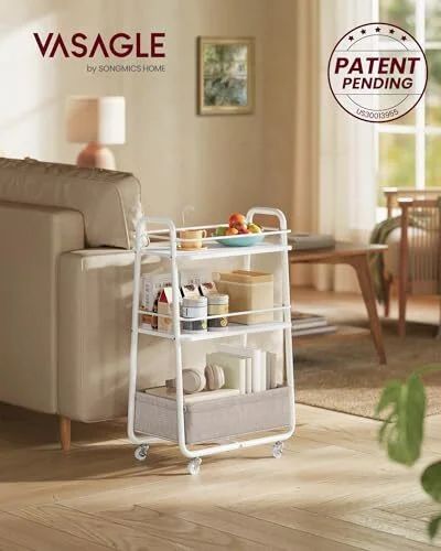 Amazon.ca: VASAGLE LILEA 3-Tier Rolling Storage Cart: 40% Off at $34.99