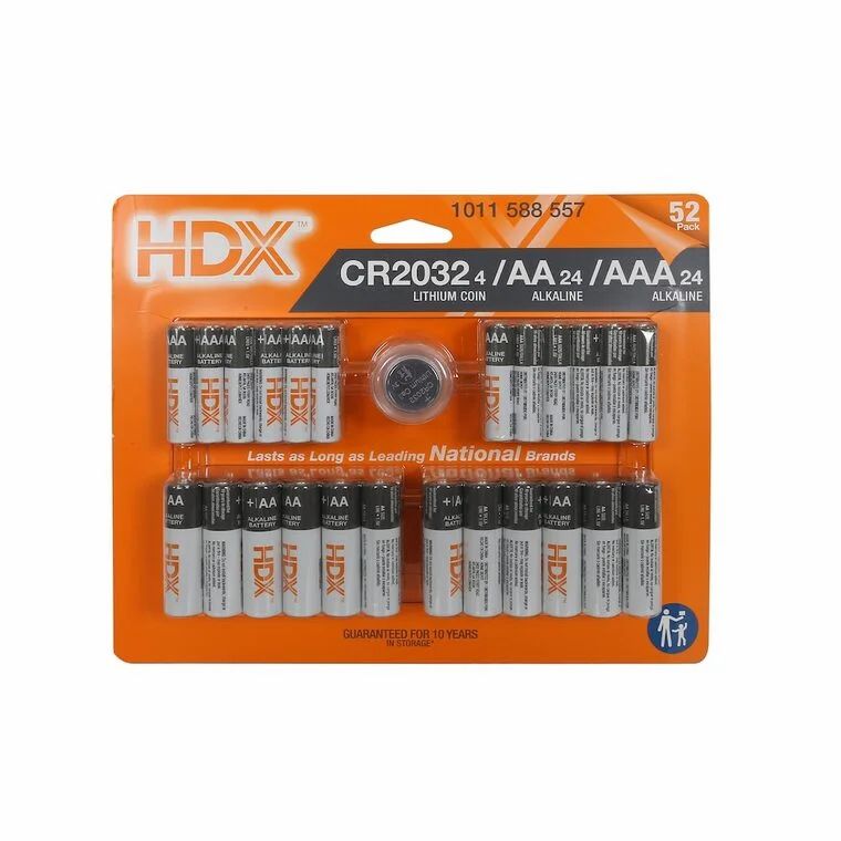 Home Depot: HDX AA(24) + AAA (24) + CR2032 (4) Battery Pack - 52 total - $14.88 (in-store only) Home Depot: HDX AA(24) + AAA (24) + CR2032 (4) Battery Pack - 52 total - $14.88 (in-store only)