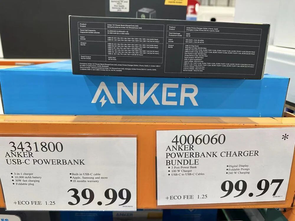 Costco: Anker power bank Bundle $99 for Mississauga or $108 via uber eats