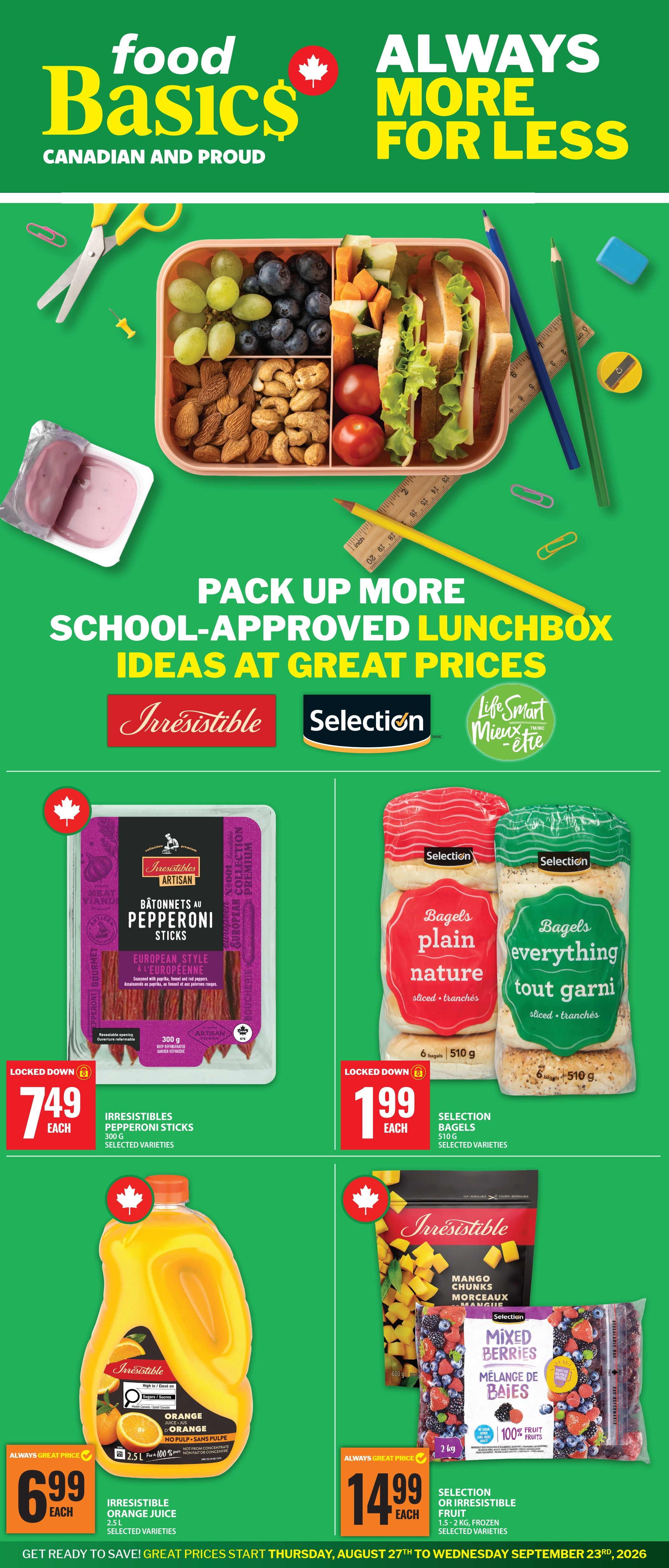 Food Basics Back To School Flyer August 27 to September 23