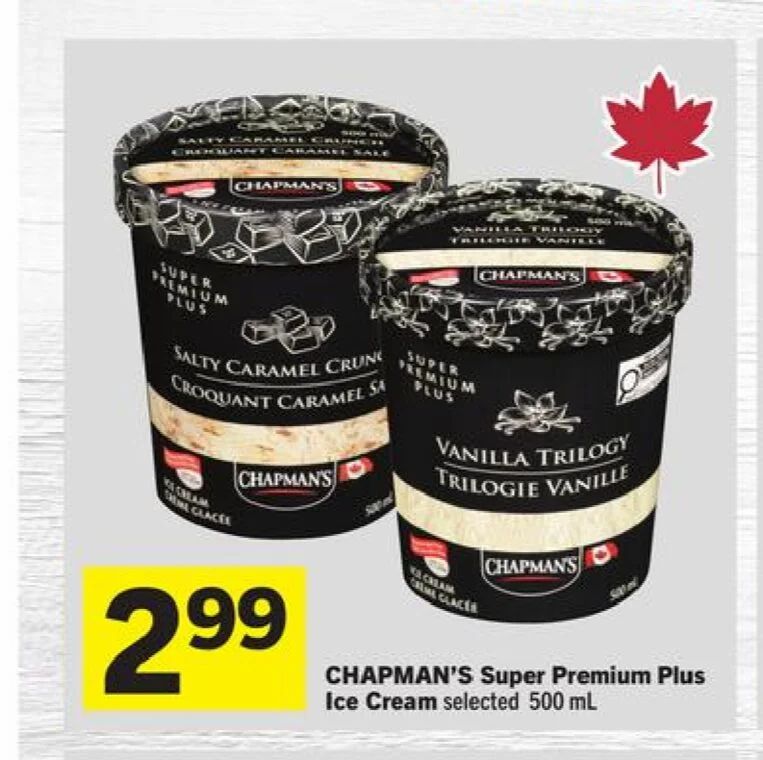 No Frills: Chapman's Premium Plus - 5000 PCO Points for $9.00 Spend - PM with Foodland $3.00/unit