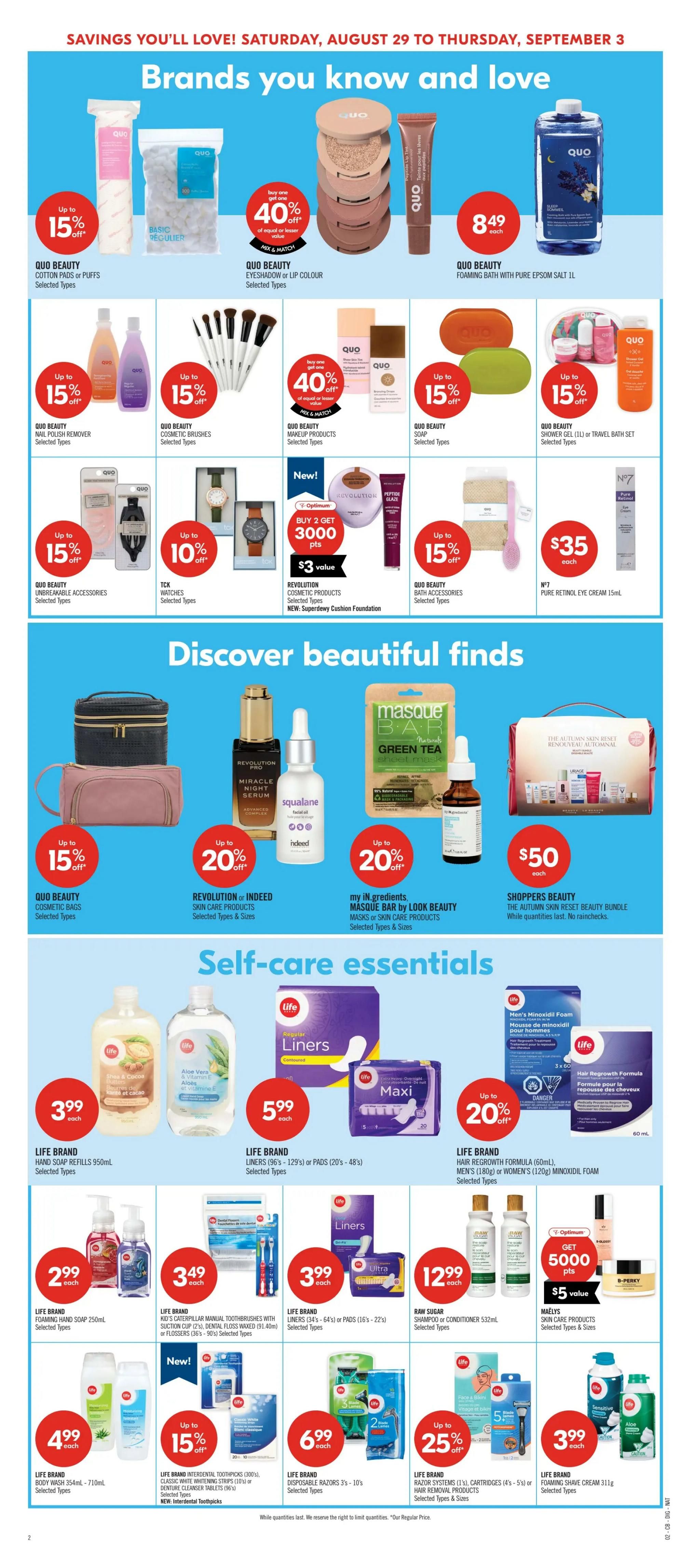 Shoppers Drug Mart (West) Flyer August 29 to September 3