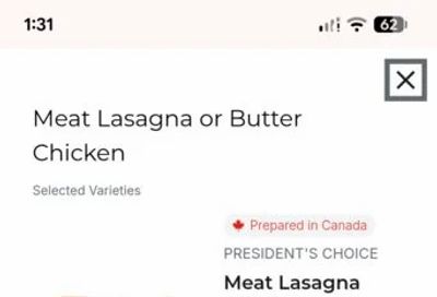 Loblaws: PC Lasagna 1.13kg $3.97 member price + 2000 points - Toronto?
