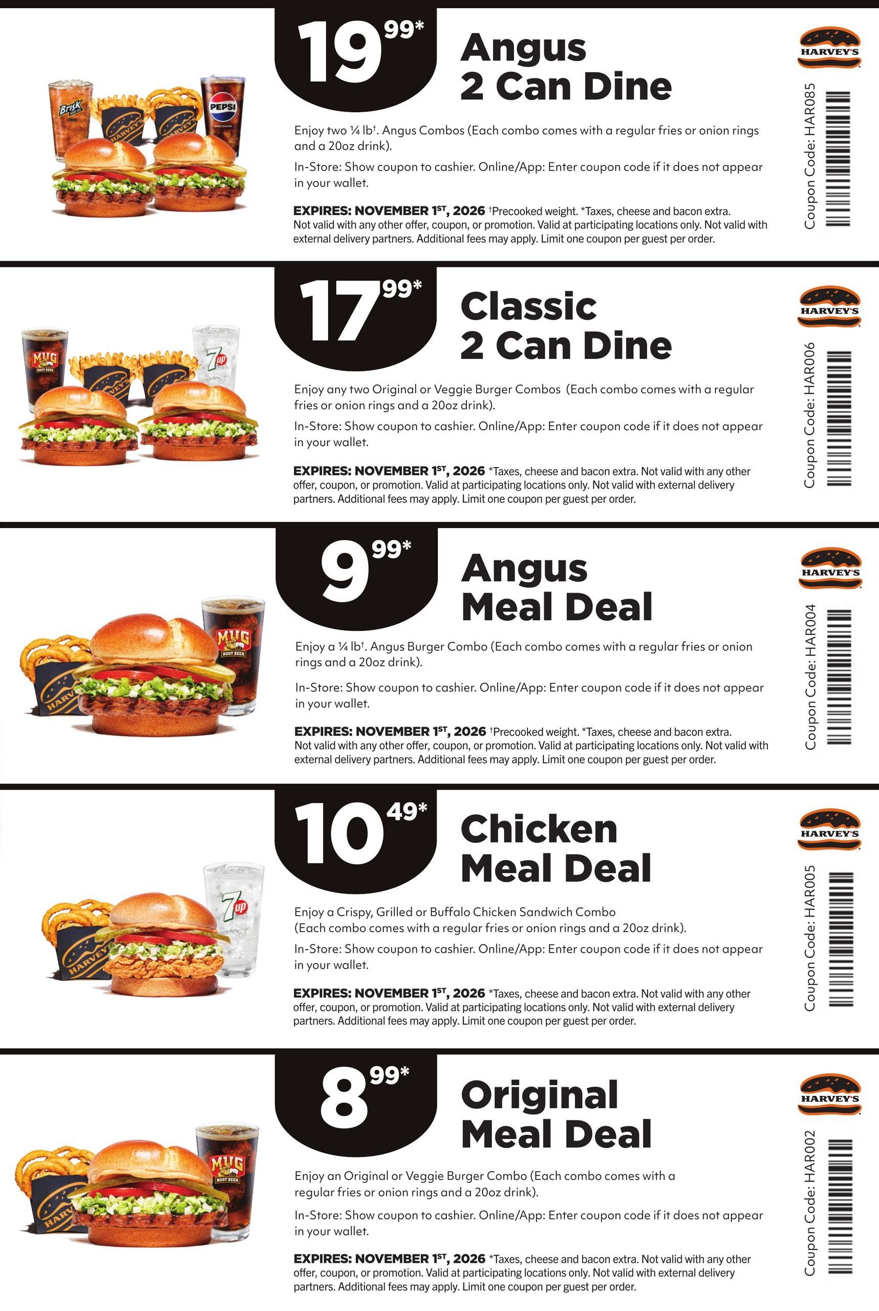Harvey's Deals And Coupons August 24 to November 1