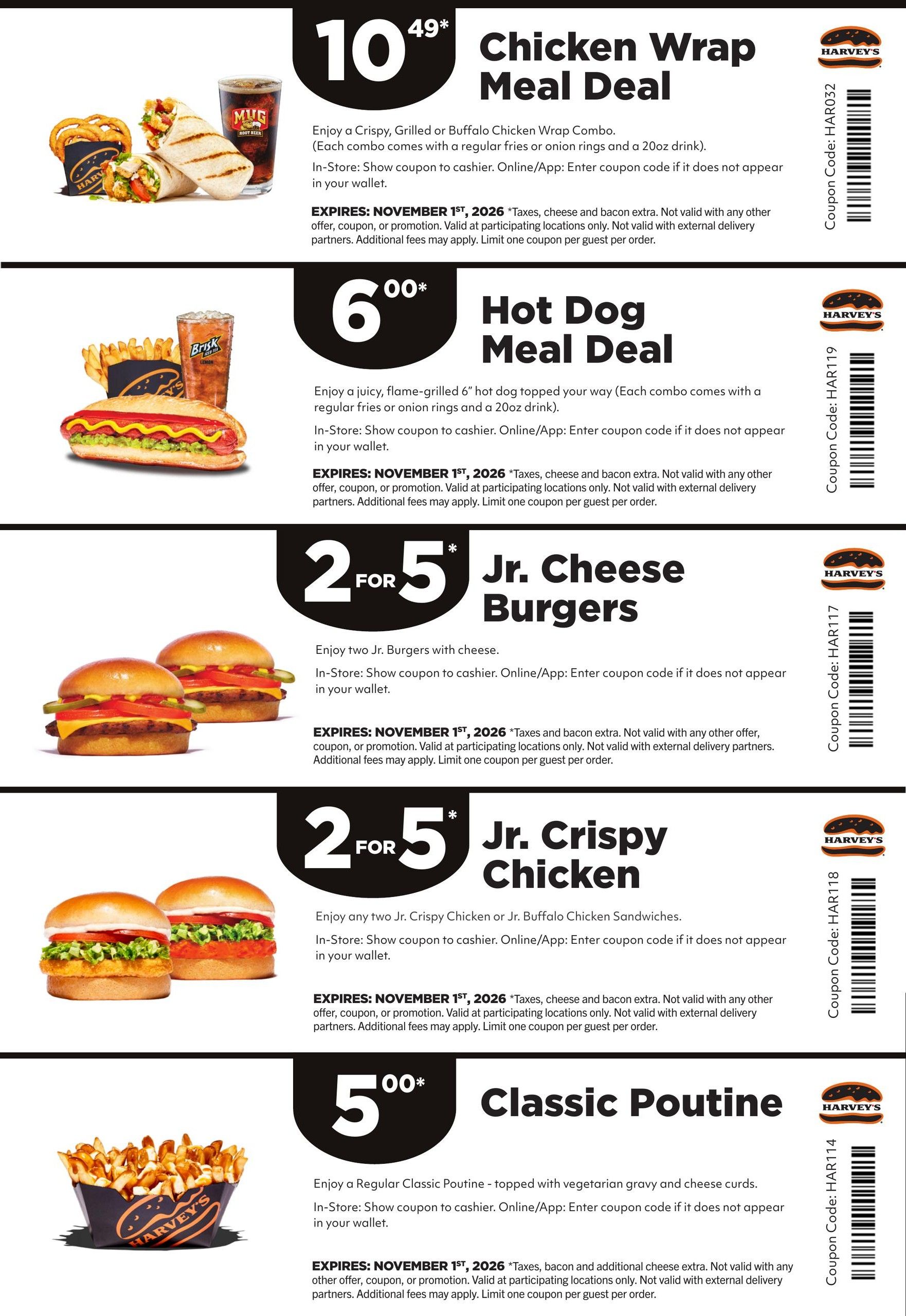 Harvey's Deals And Coupons August 24 to November 1