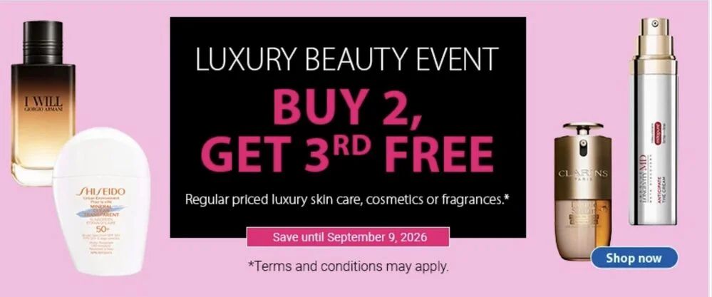 London Drugs: LUXURY BEAUTY EVENT BUY 2, GET 3RD FREE London Drugs: LUXURY BEAUTY EVENT BUY 2, GET 3RD FREE