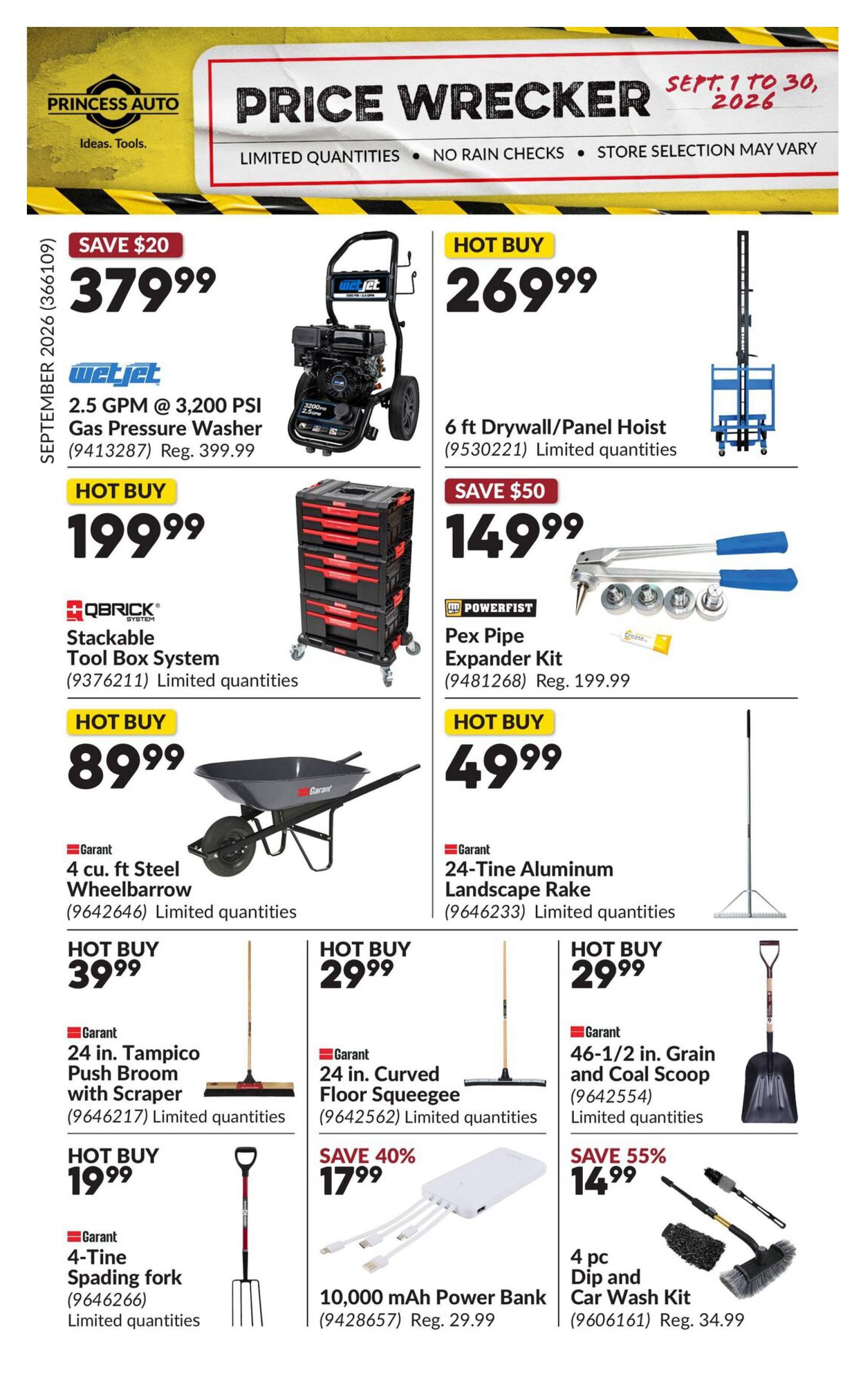 Princess Auto Price Wrecker Flyer September 1 to 30