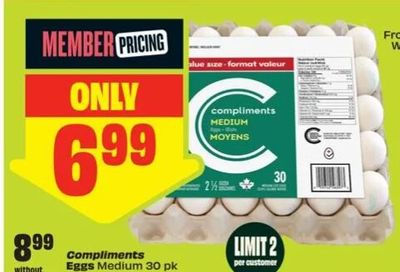 Fresh Co: Compliments White Eggs Medium Value Size 30 Count $6.99 with Scene Card (Sept. 3 - 9)