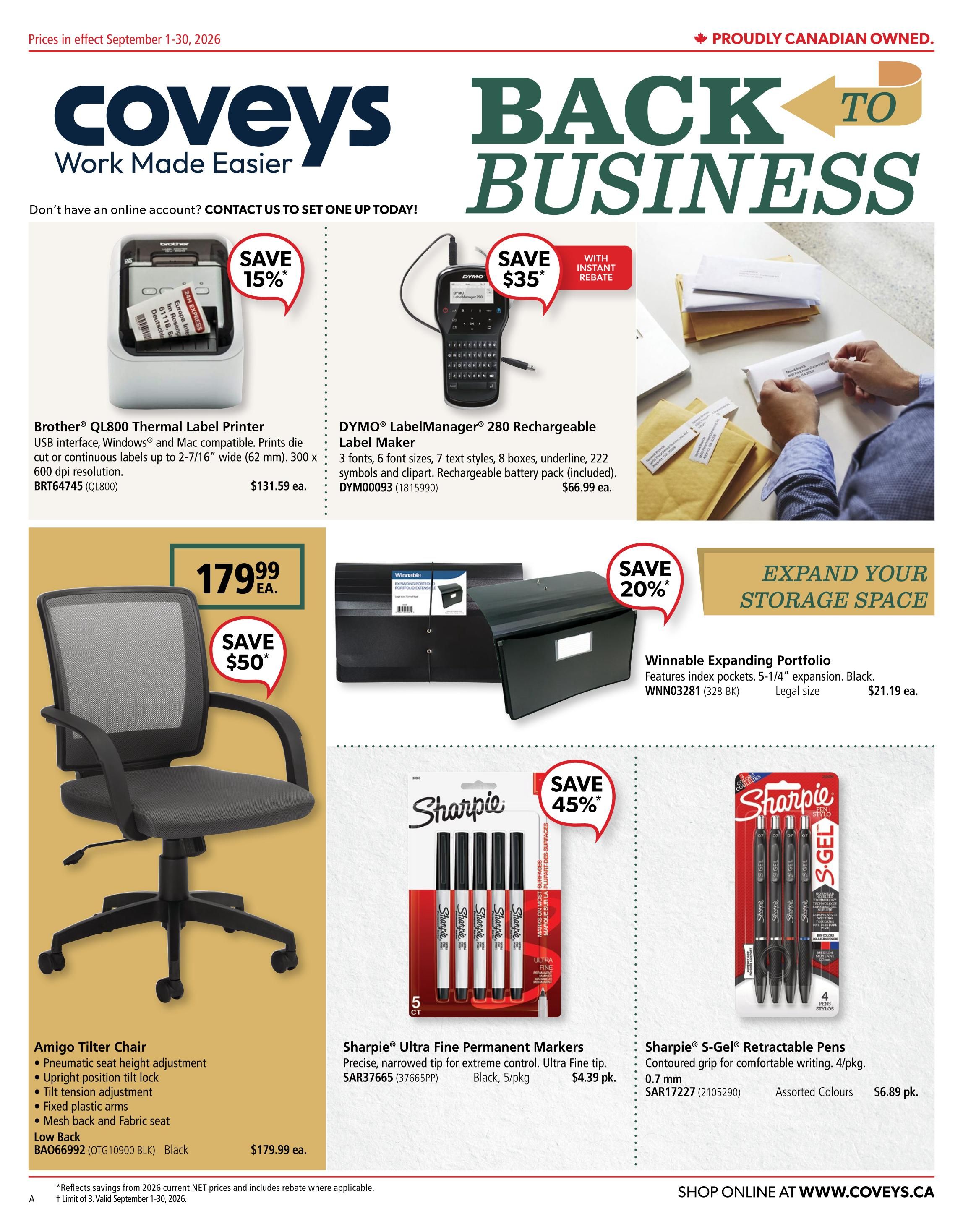 Covey Basics Flyer September 1 to 30