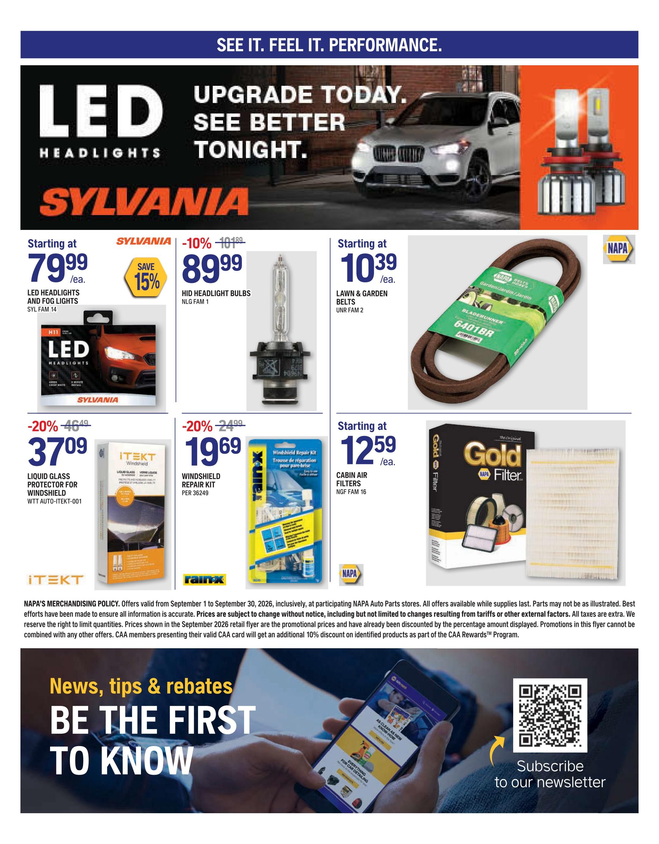 NAPA Auto Parts Flyer September 1 to 30 