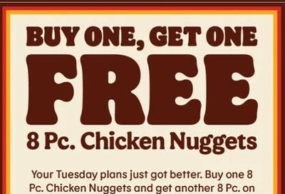 Burger King: BOGO 8pc nuggets every Tuesday in September online