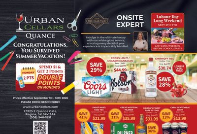 Urban Cellars Quance Monthly Flyer September 1 - 30, 2026