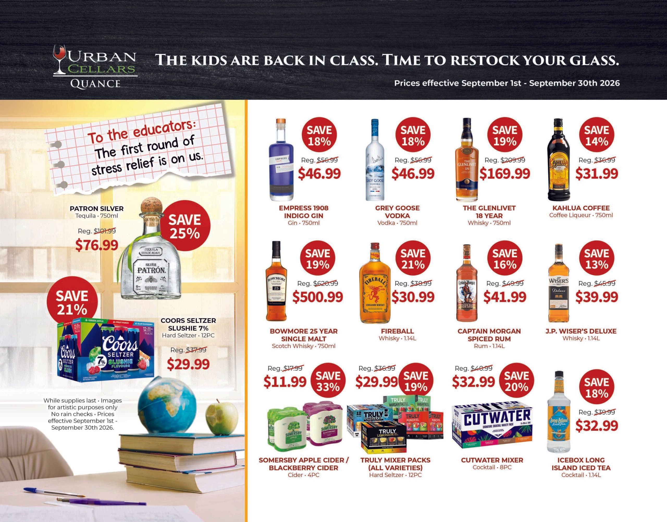 Urban Cellars Quance Monthly Flyer September 1 - 30, 2026
