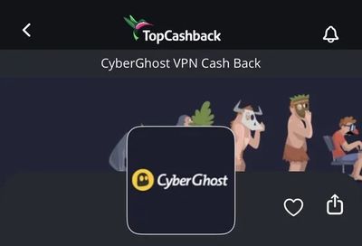 TopCashBack: Cyberghost VPN 120% Cashback