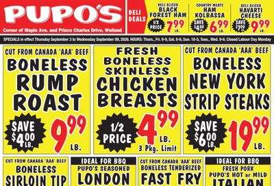 Pupo's Food Market Flyer September 3 to 9