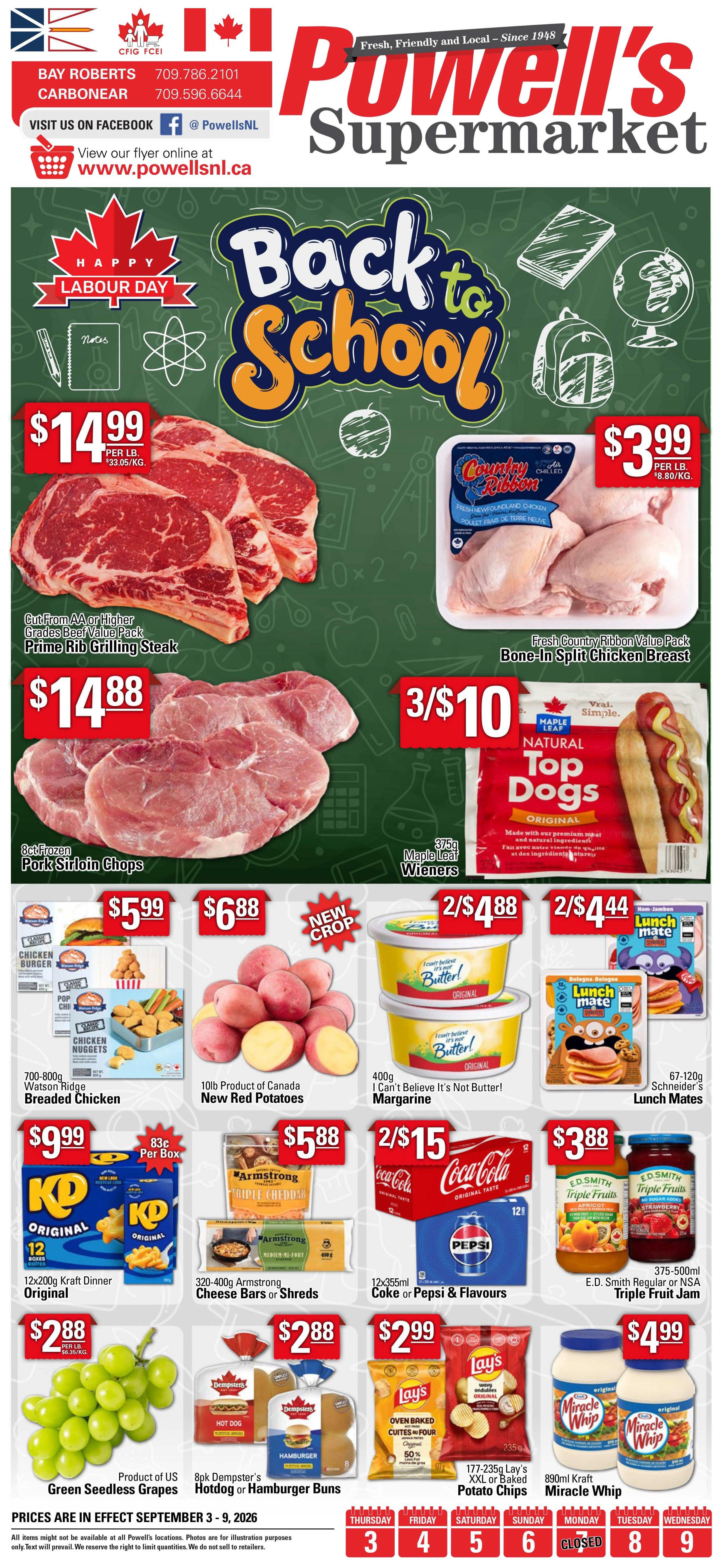 Powell's Supermarket Flyer September 3 to 9