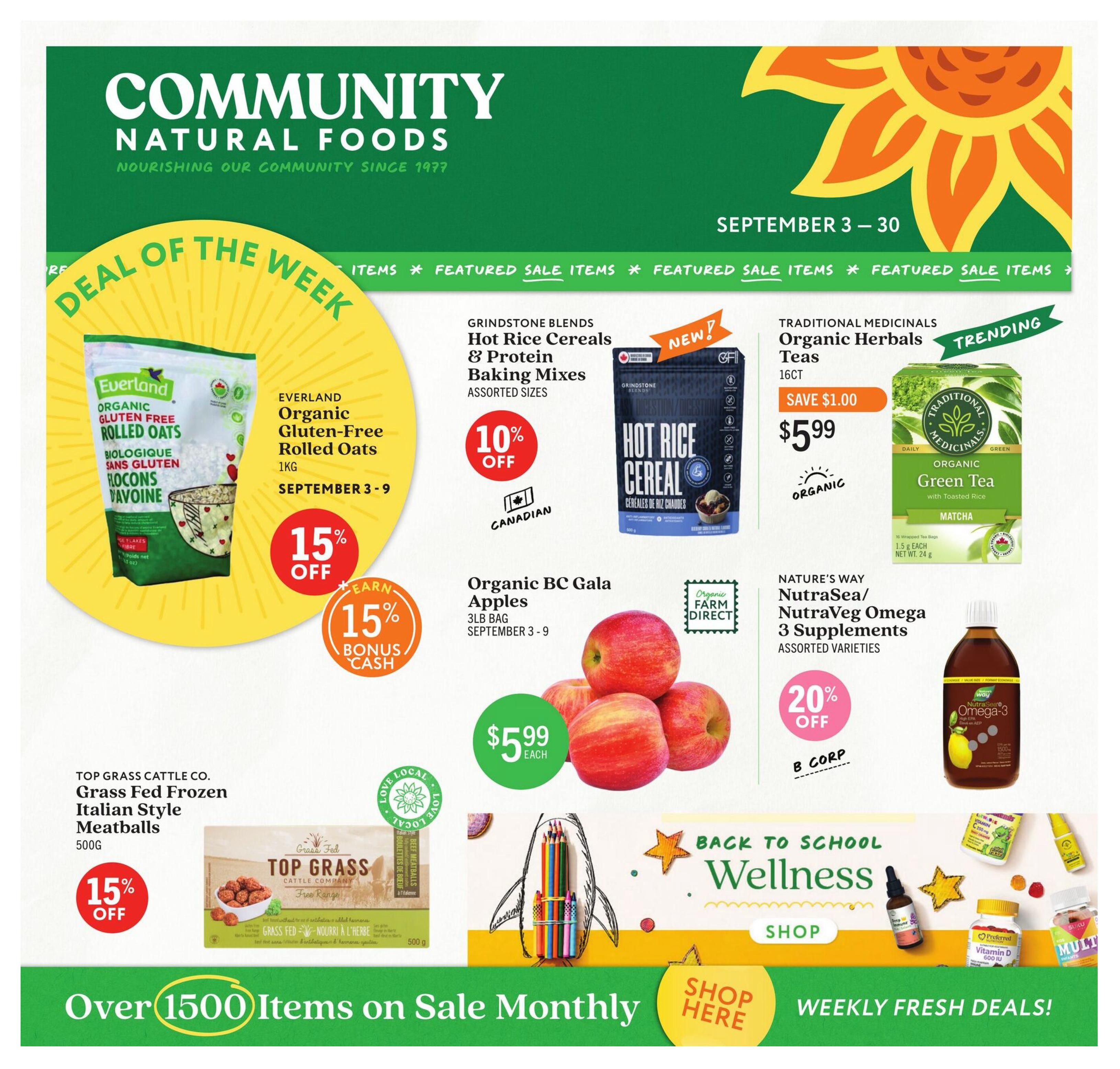 Community Natural Foods Flyer September 3 to 30