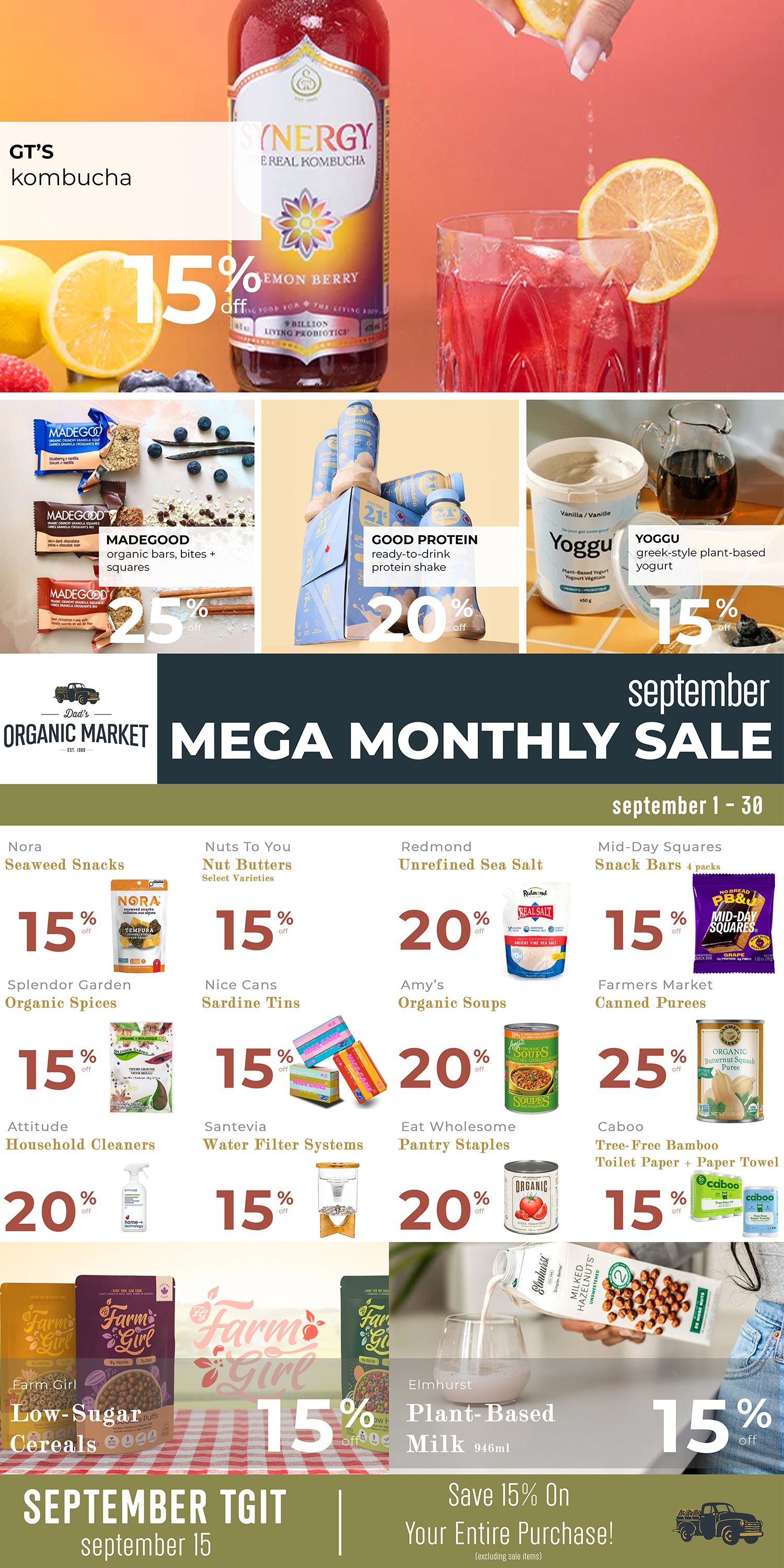 Dad’s Organic Market Monthly Flyer September 1 to 30