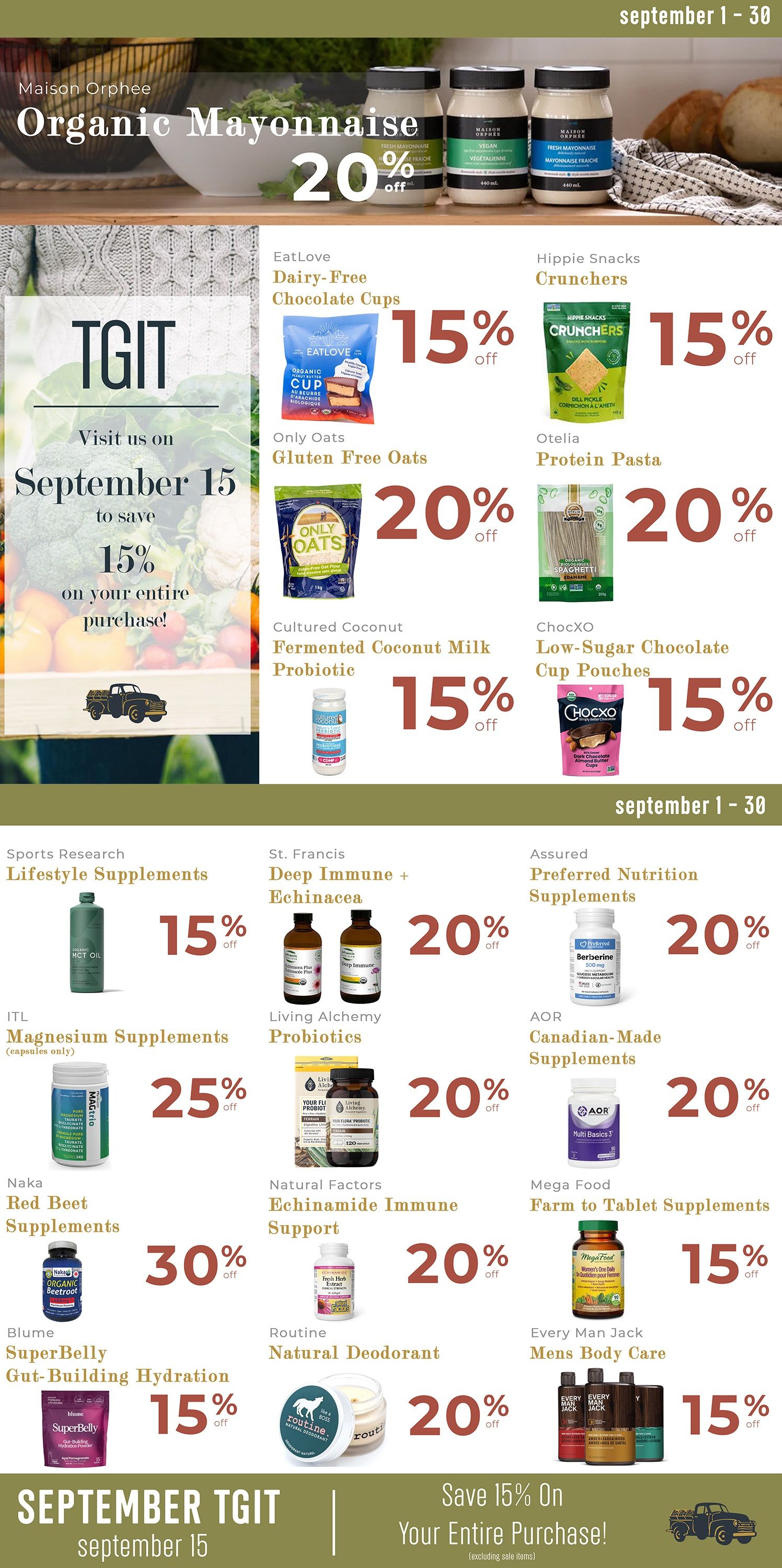 Dad’s Organic Market Monthly Flyer September 1 to 30