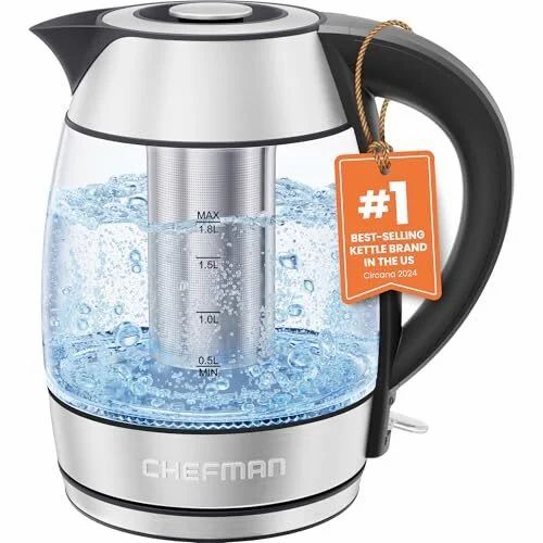 Amazon.ca: Chefman 1.8L Electric Glass Kettle w/ Tea Infuser (1500W) - $19.99 (50% Off) Amazon.ca: Chefman 1.8L Electric Glass Kettle w/ Tea Infuser (1500W) - $19.99 (50% Off)