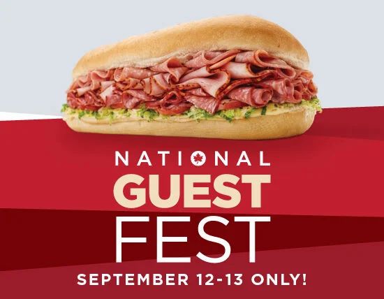 Mr. Sub: BOGO Large Assorted and Super Assorted Sub FREE in-store and online code:GUESTFESTBOGO NATIONAL GUEST FEST Sept 12 – 13 Mr. Sub: BOGO Large Assorted and Super Assorted Sub FREE in-store and online code:GUESTFESTBOGO NATIONAL GUEST FEST Sept 12 – 13
