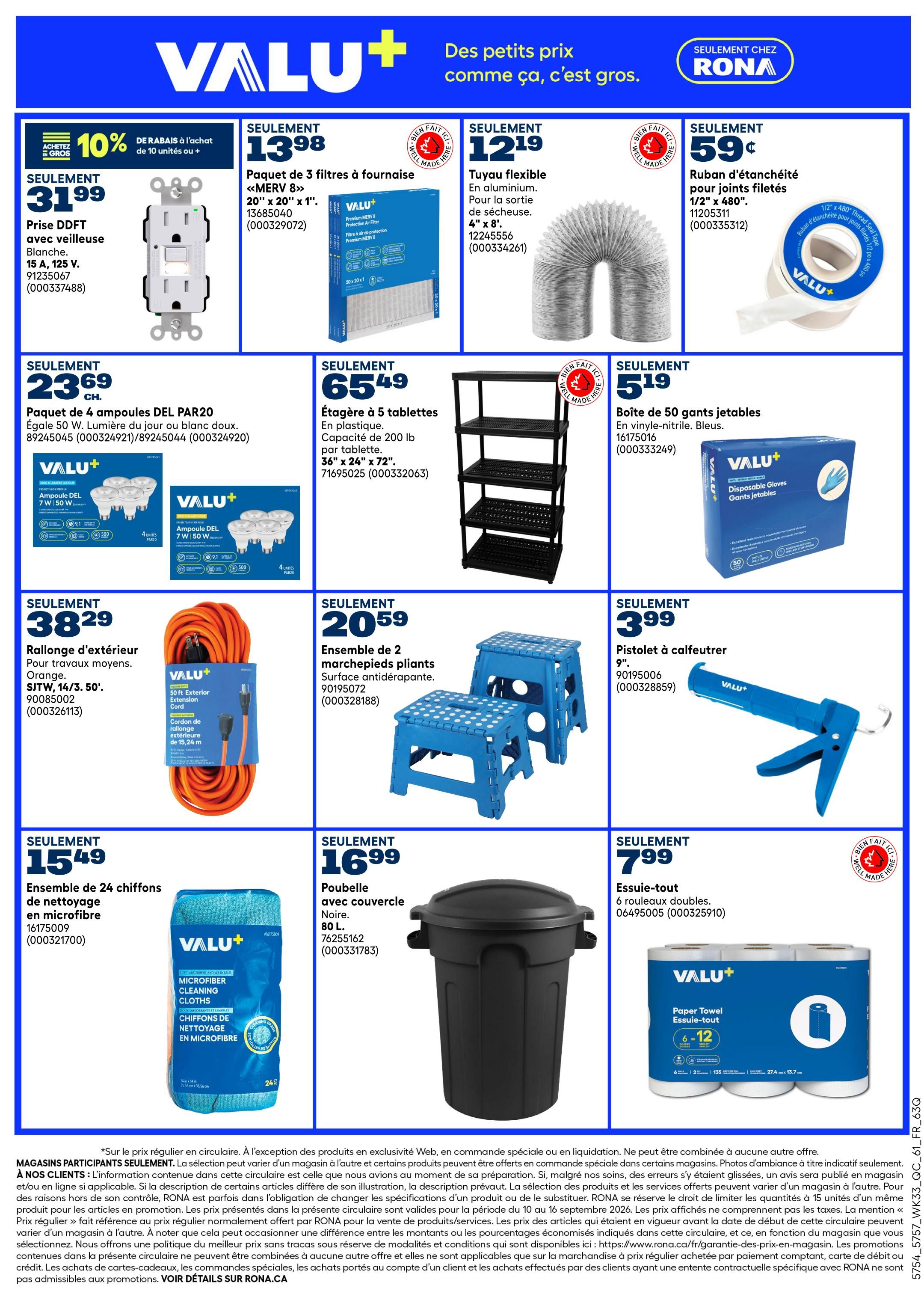 Rona & Rona+ (QC) Flyer September 10 to 16