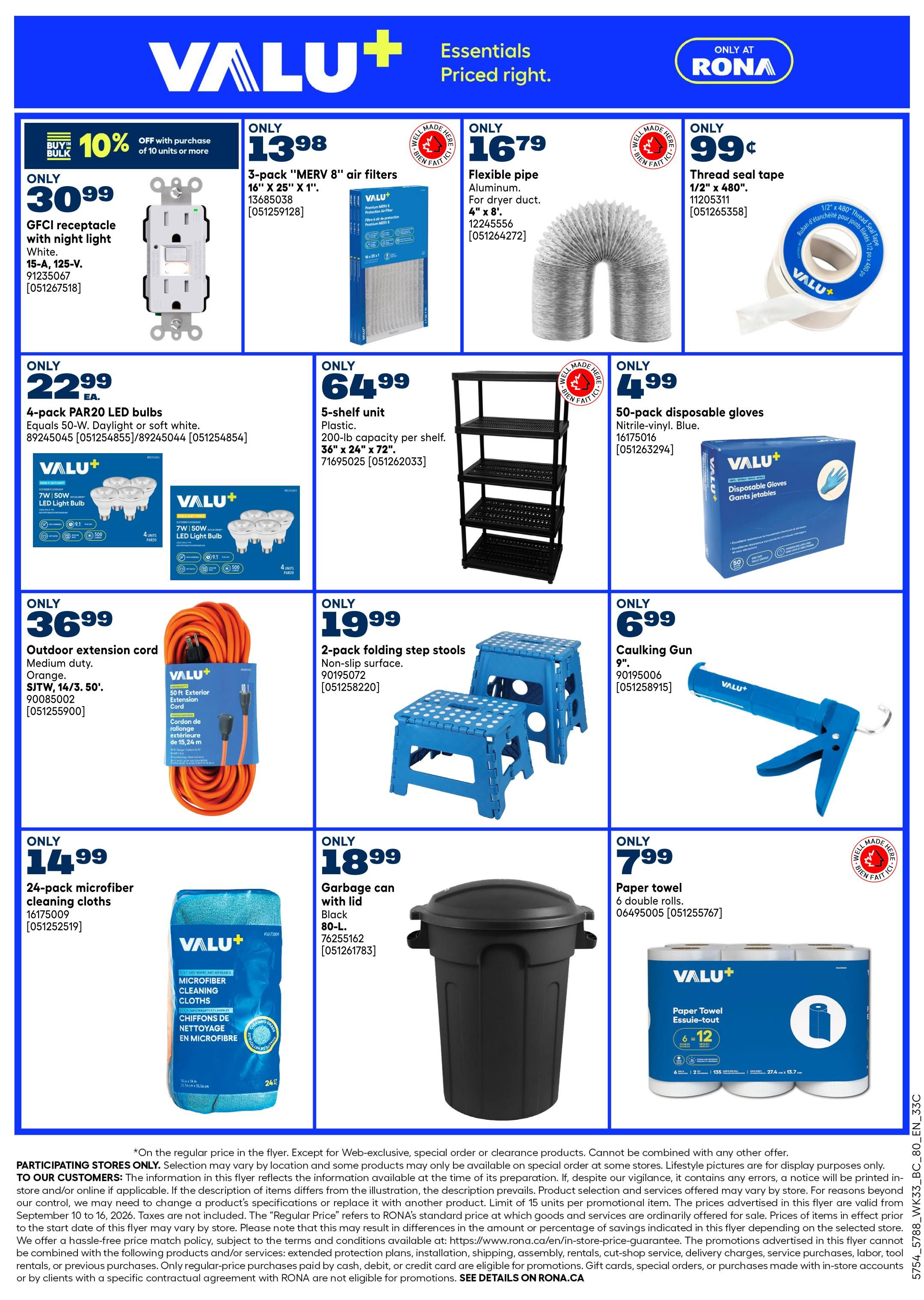 Rona & Rona+ (BC) Flyer September 10 to 16