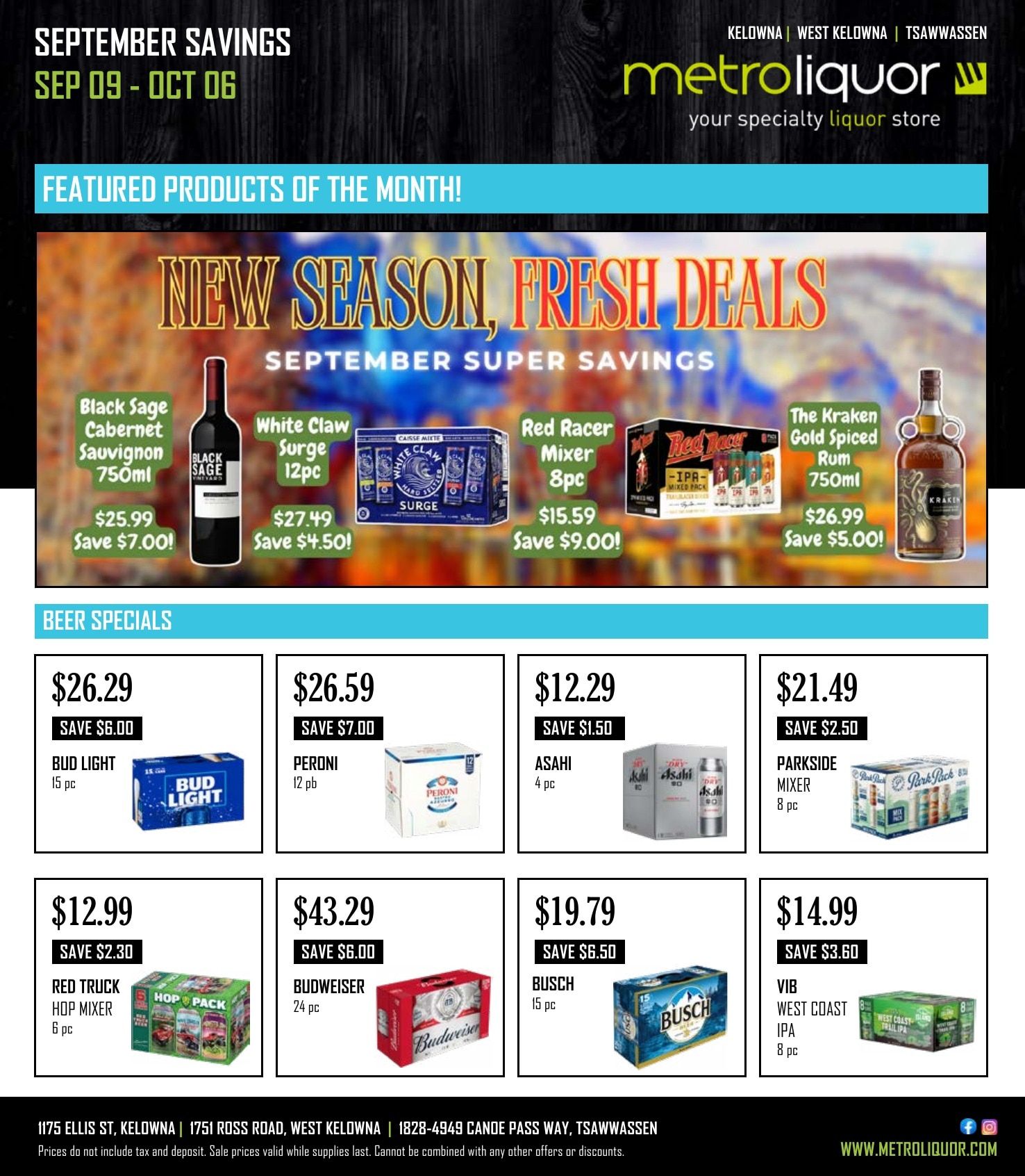 Metro Liquor Flyer September 9 - October 6, 2026