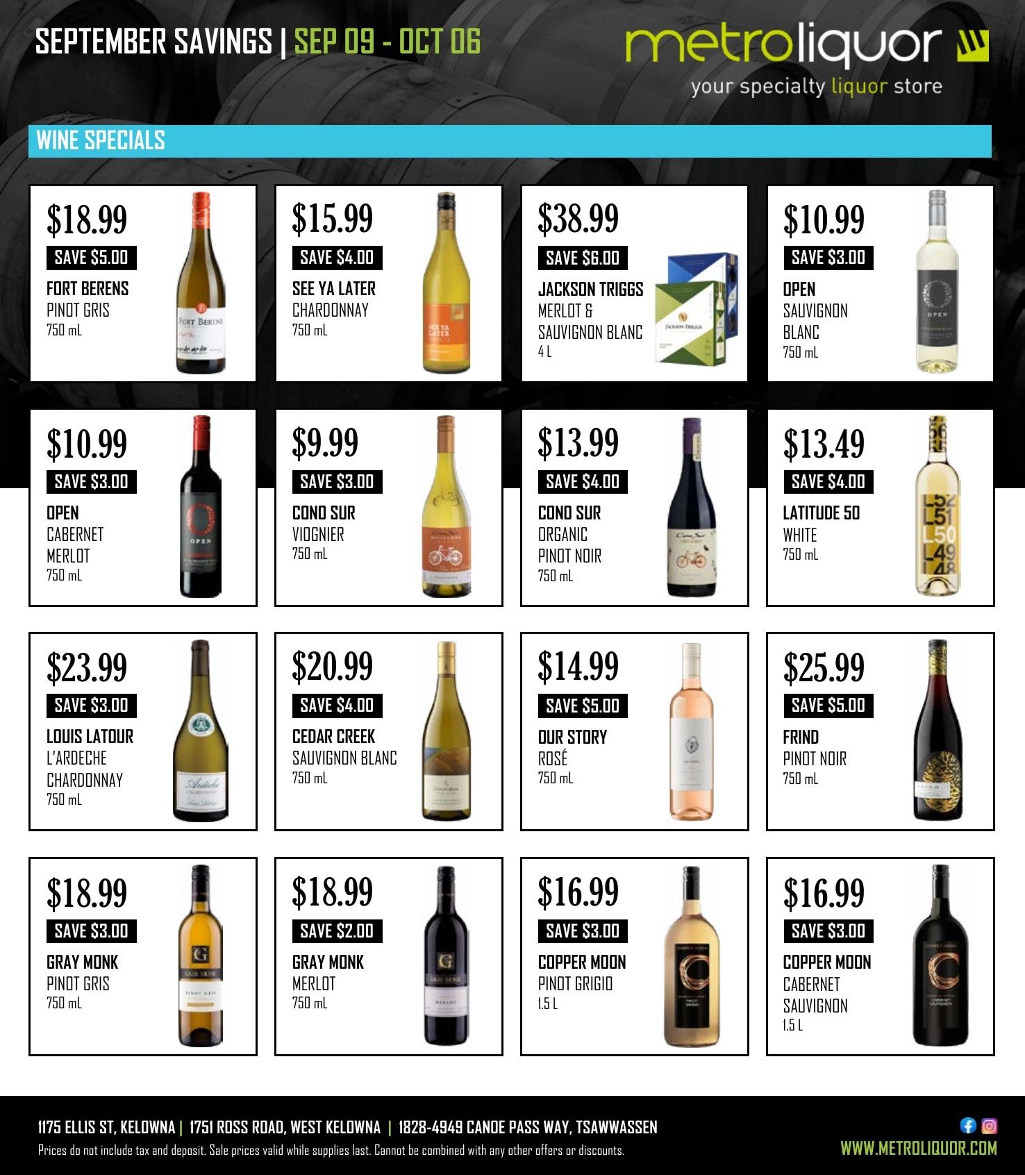Metro Liquor Flyer September 9 - October 6, 2026